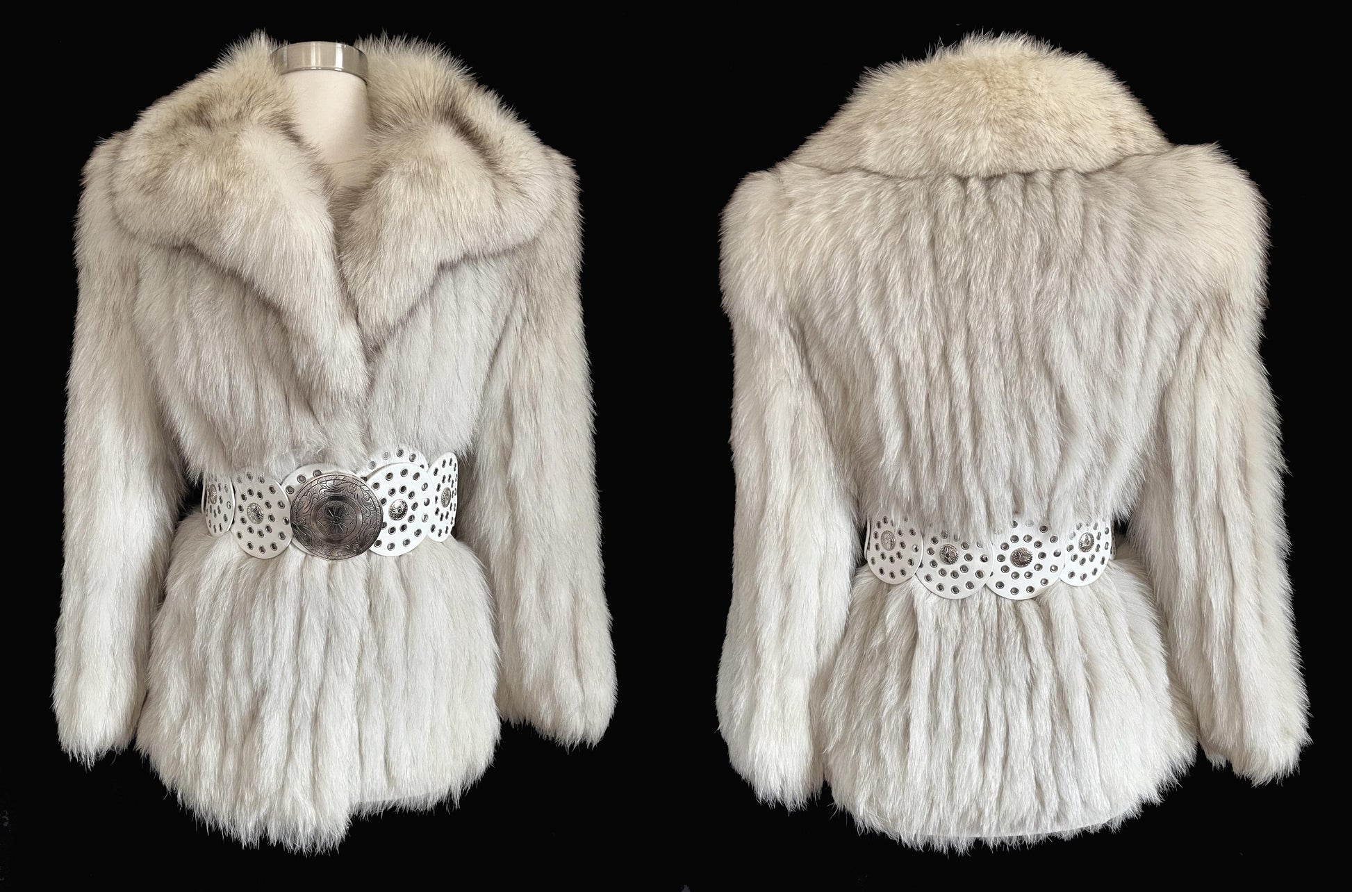 SAGA Norwegian FOX Fur Coat, Apres Ski Gift, Mob Wife Style, Ivory Winter Wedding Jacket, Real Vintage White Bridal Bolero, Small