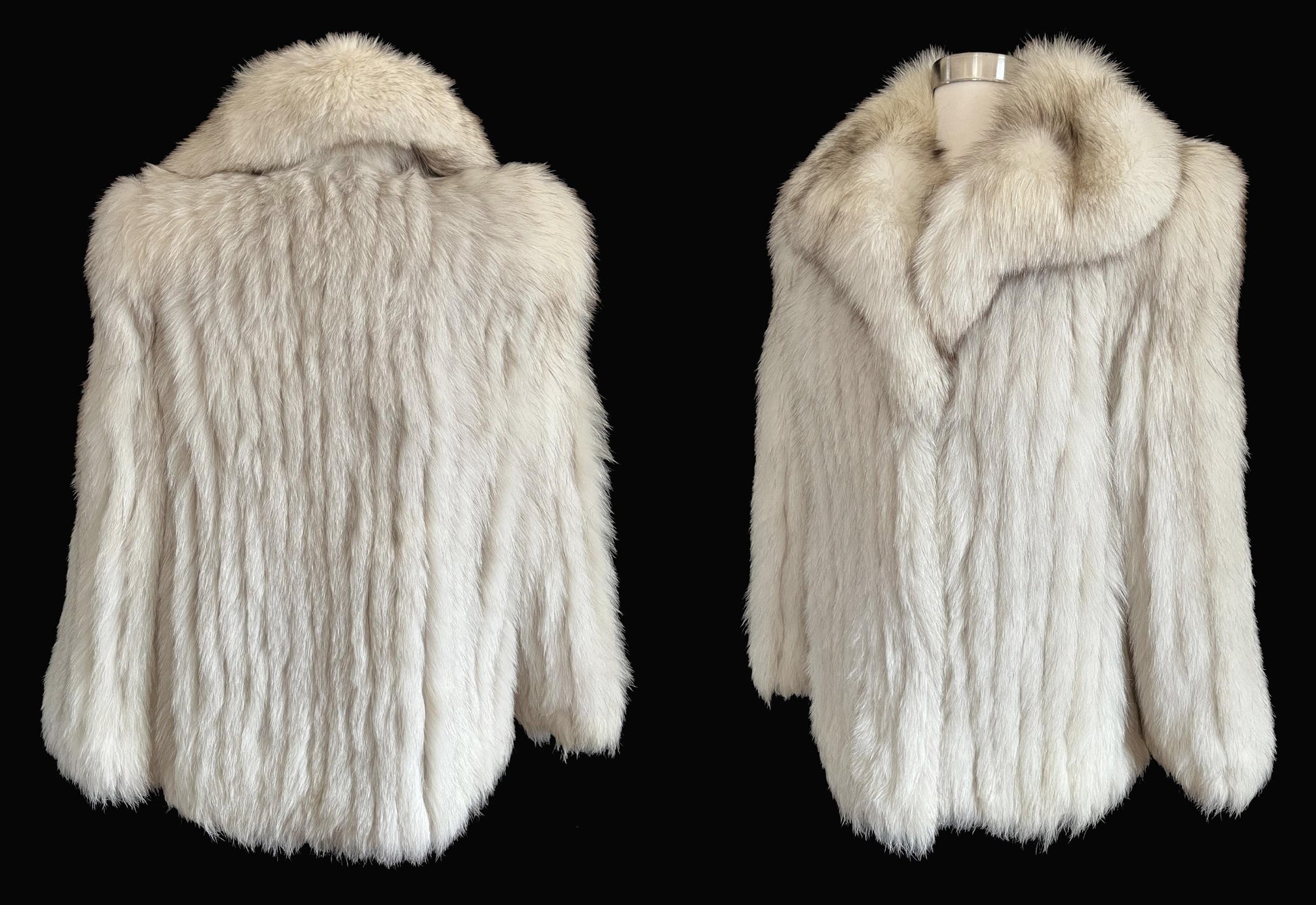 SAGA Norwegian FOX Fur Coat, Apres Ski Gift, Mob Wife Style, Ivory Winter Wedding Jacket, Real Vintage White Bridal Bolero, Small