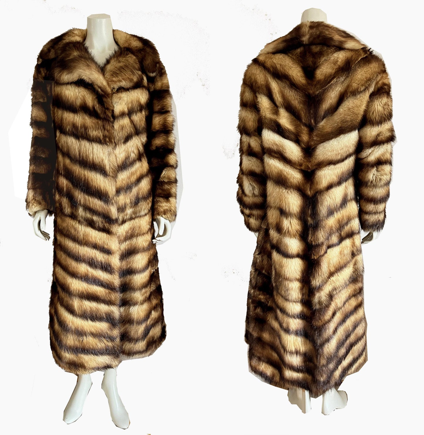 FITCH Fur Coat, Golden Brown Real Vintage Full Length Jacket, German Sable, Great Gatsby Party Gift, Small XS
