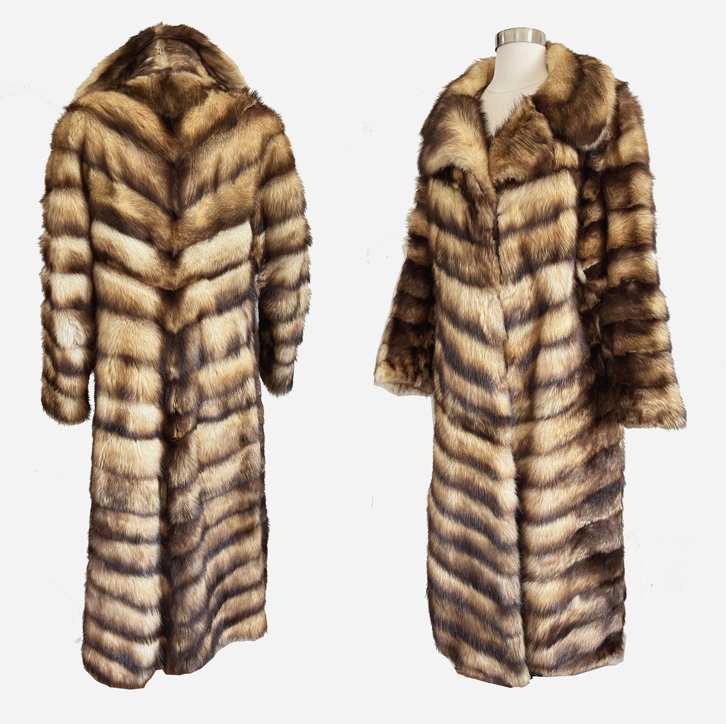 FITCH Fur Coat, Golden Brown Real Vintage Full Length Jacket, German Sable, Great Gatsby Party Gift, Small XS