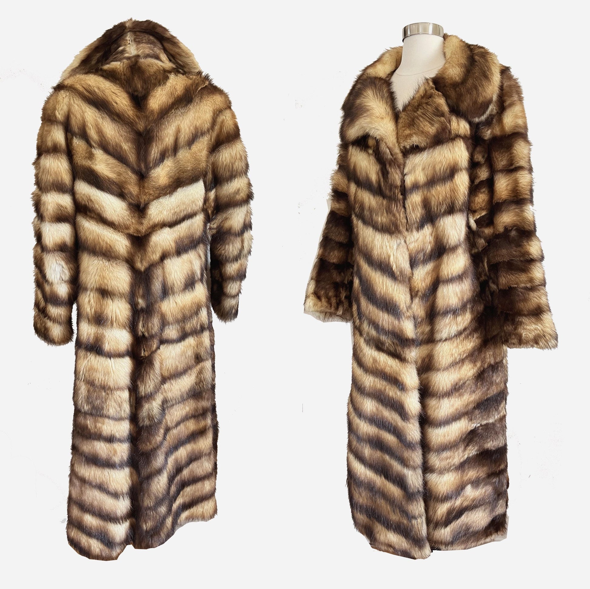FITCH Fur Coat, Golden Brown Real Vintage Full Length Jacket, German Sable, Great Gatsby Party Gift, Small XS