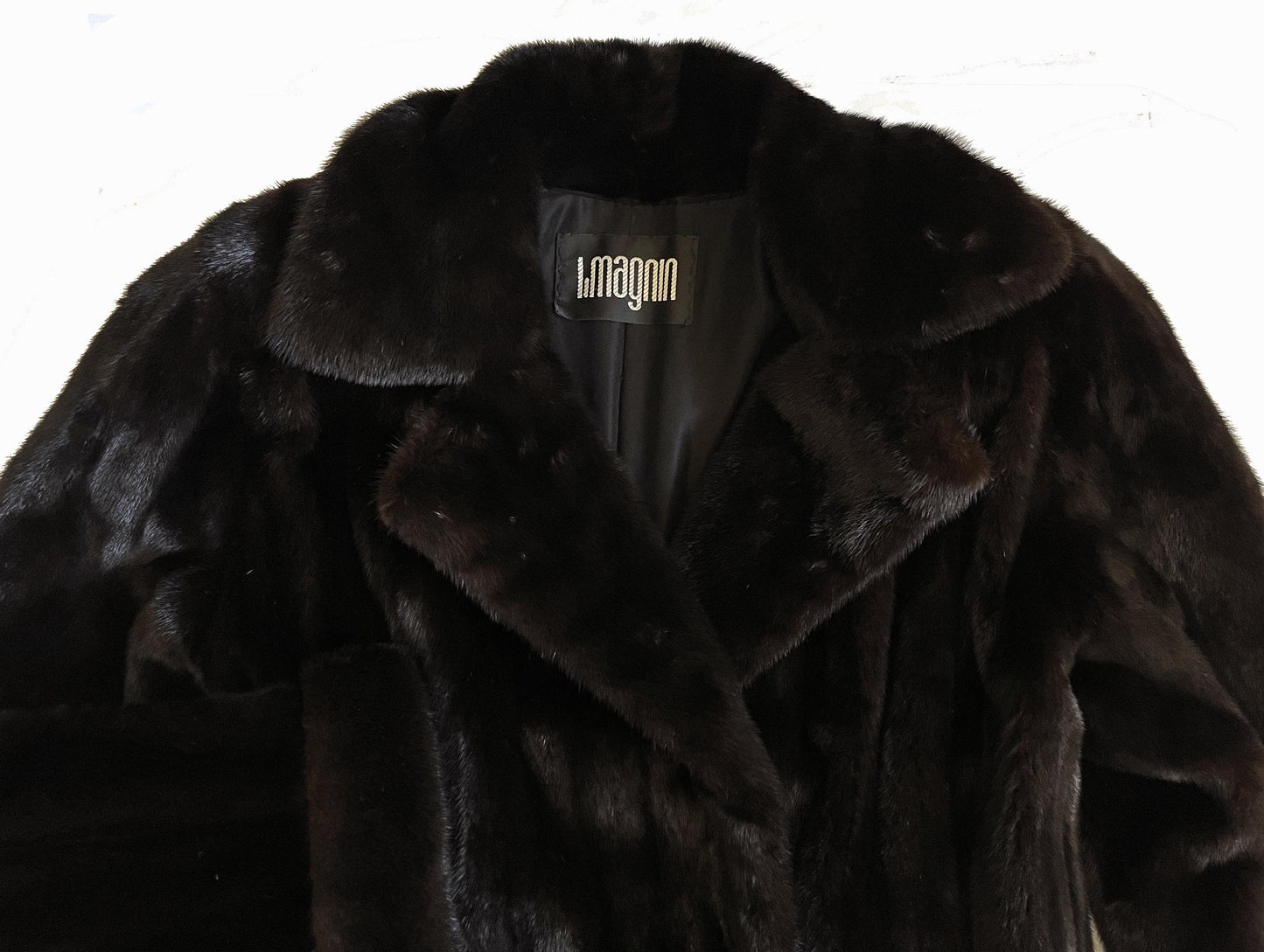 I. Magnin Geoffrey Beene MINK Fur Coat, Mahogany Ranch Brown Vintage Jacket, Full Length, Fully Let Out Female Skins Gift, Large XL Plus