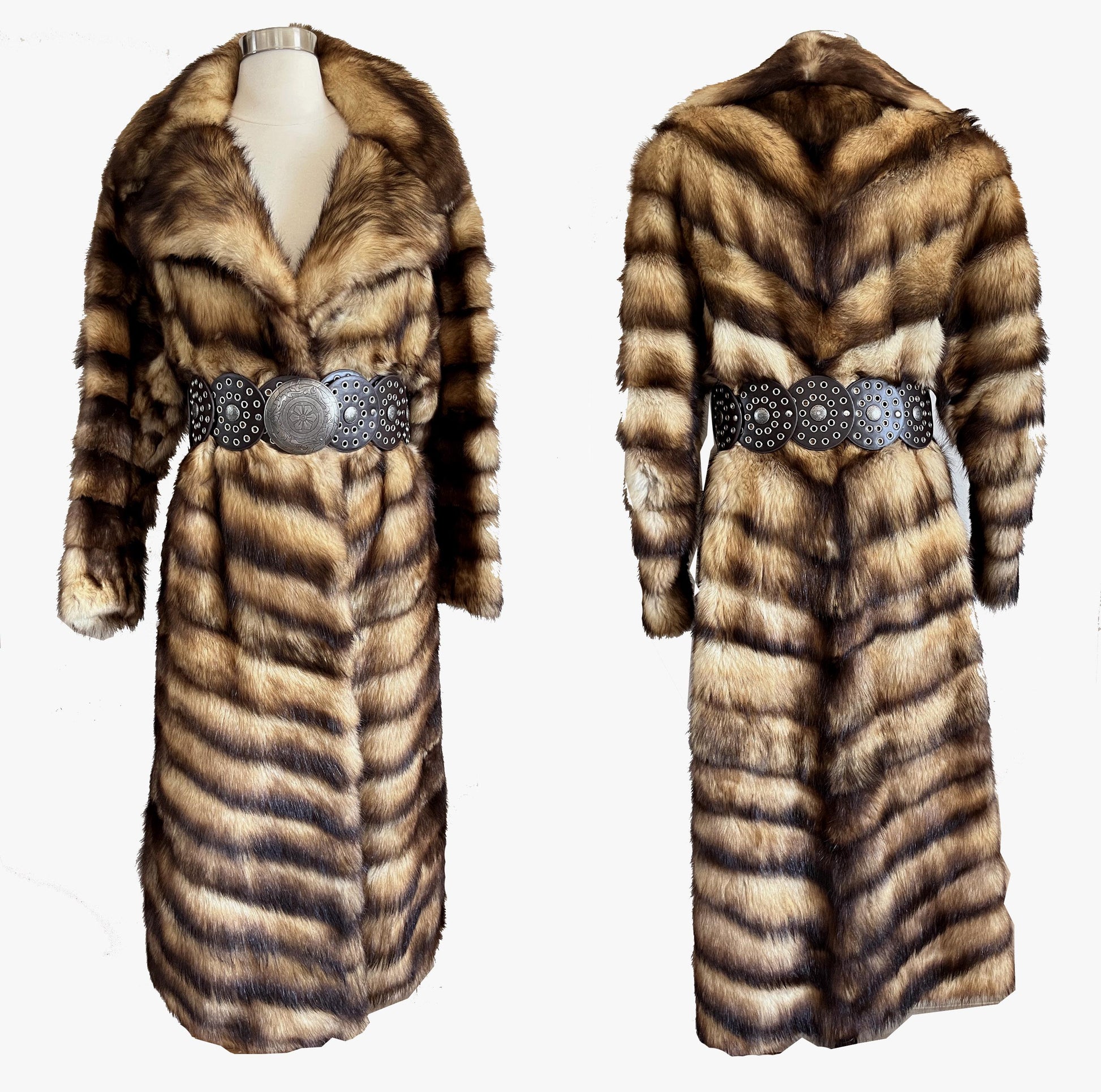 FITCH Fur Coat, Golden Brown Real Vintage Full Length Jacket, German Sable, Great Gatsby Party Gift, Small XS