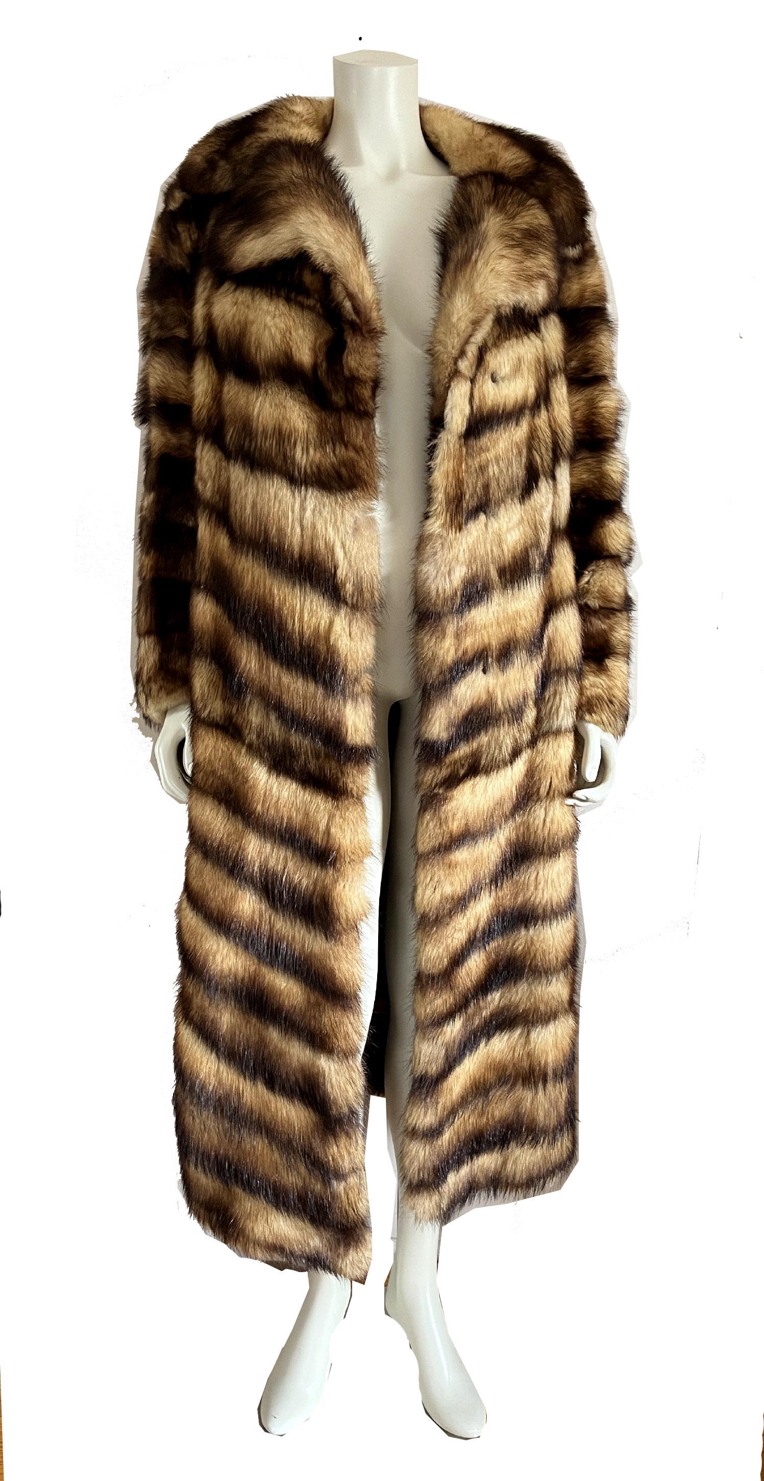 FITCH Fur Coat, Golden Brown Real Vintage Full Length Jacket, German Sable, Great Gatsby Party Gift, Small XS
