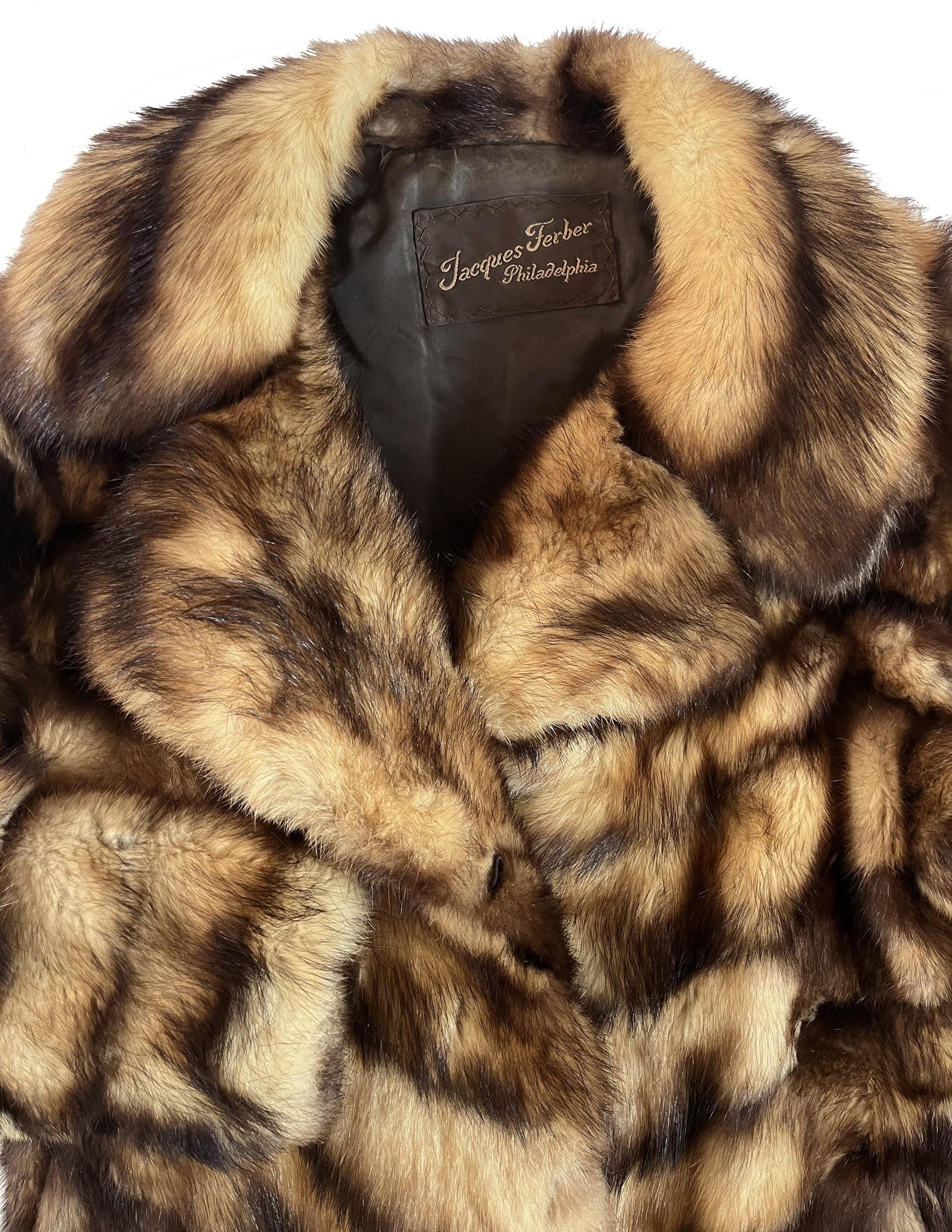 FITCH Fur Coat, Golden Brown Real Vintage Full Length Jacket, German Sable, Great Gatsby Party Gift, Small XS