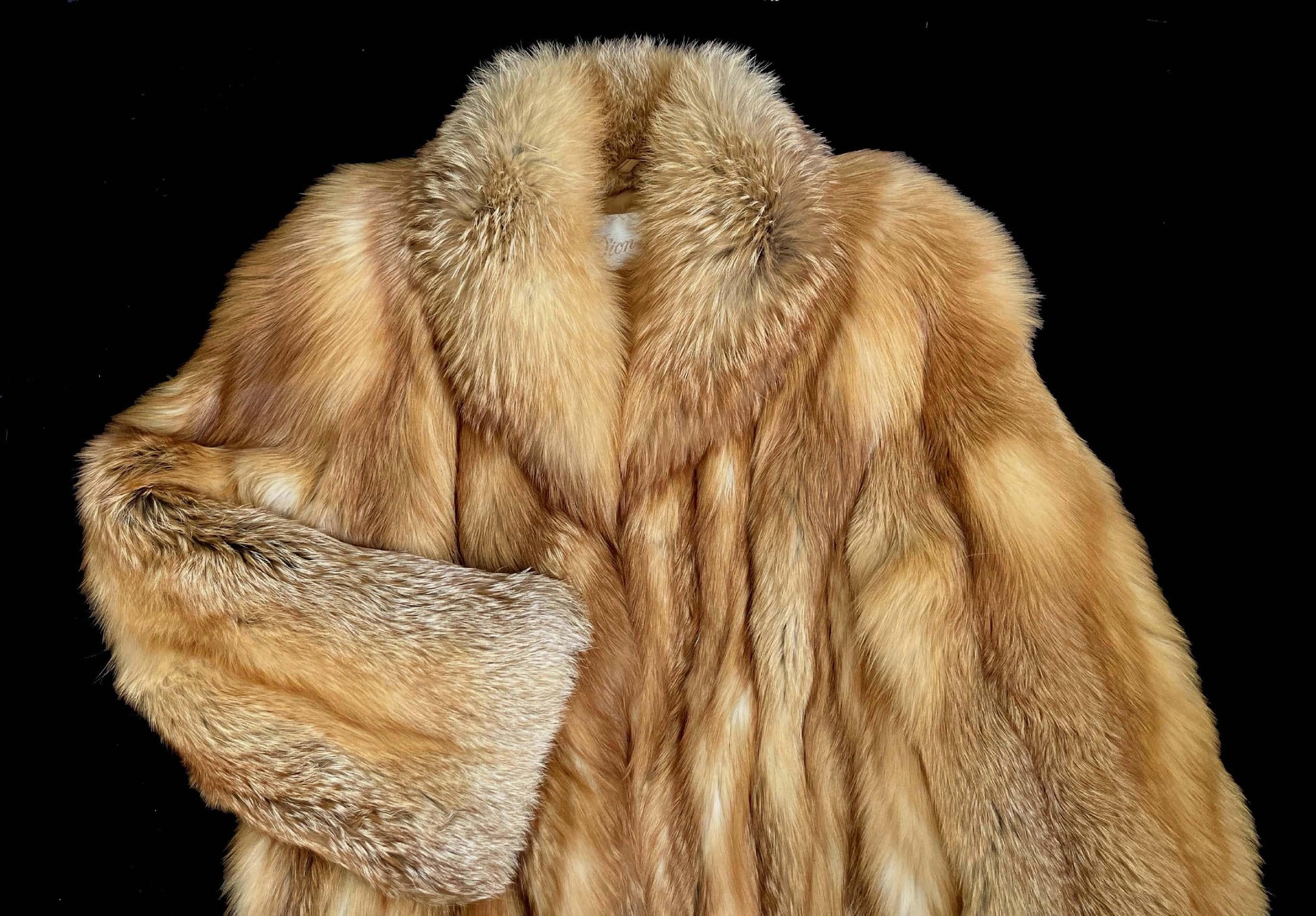 SAGA RED FOX Fur Coat, Brown Vintage Full Length Jacket, Rustic Winter Wedding Bolero Bridal Stole, Mob Wife Style, Apres Ski Gift, Large