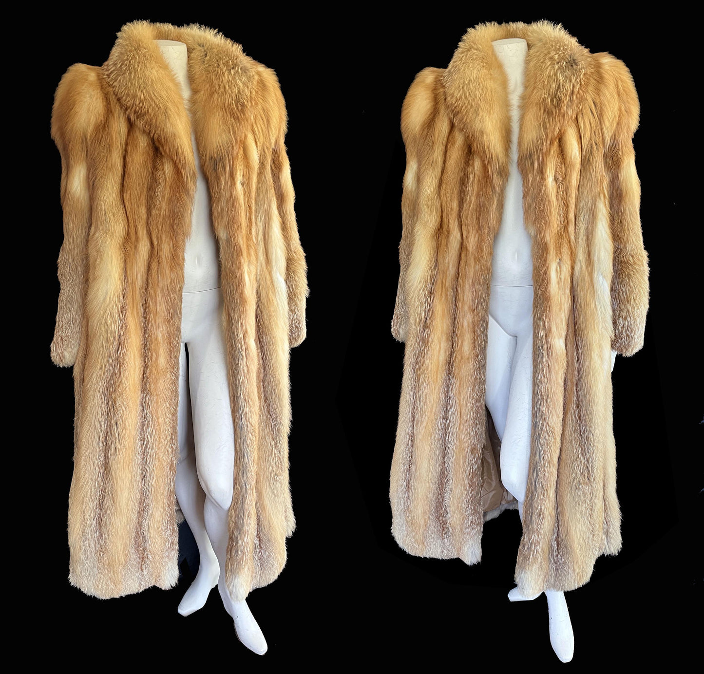 SAGA RED FOX Fur Coat, Brown Vintage Full Length Jacket, Rustic Winter Wedding Bolero Bridal Stole, Mob Wife Style, Apres Ski Gift, Large