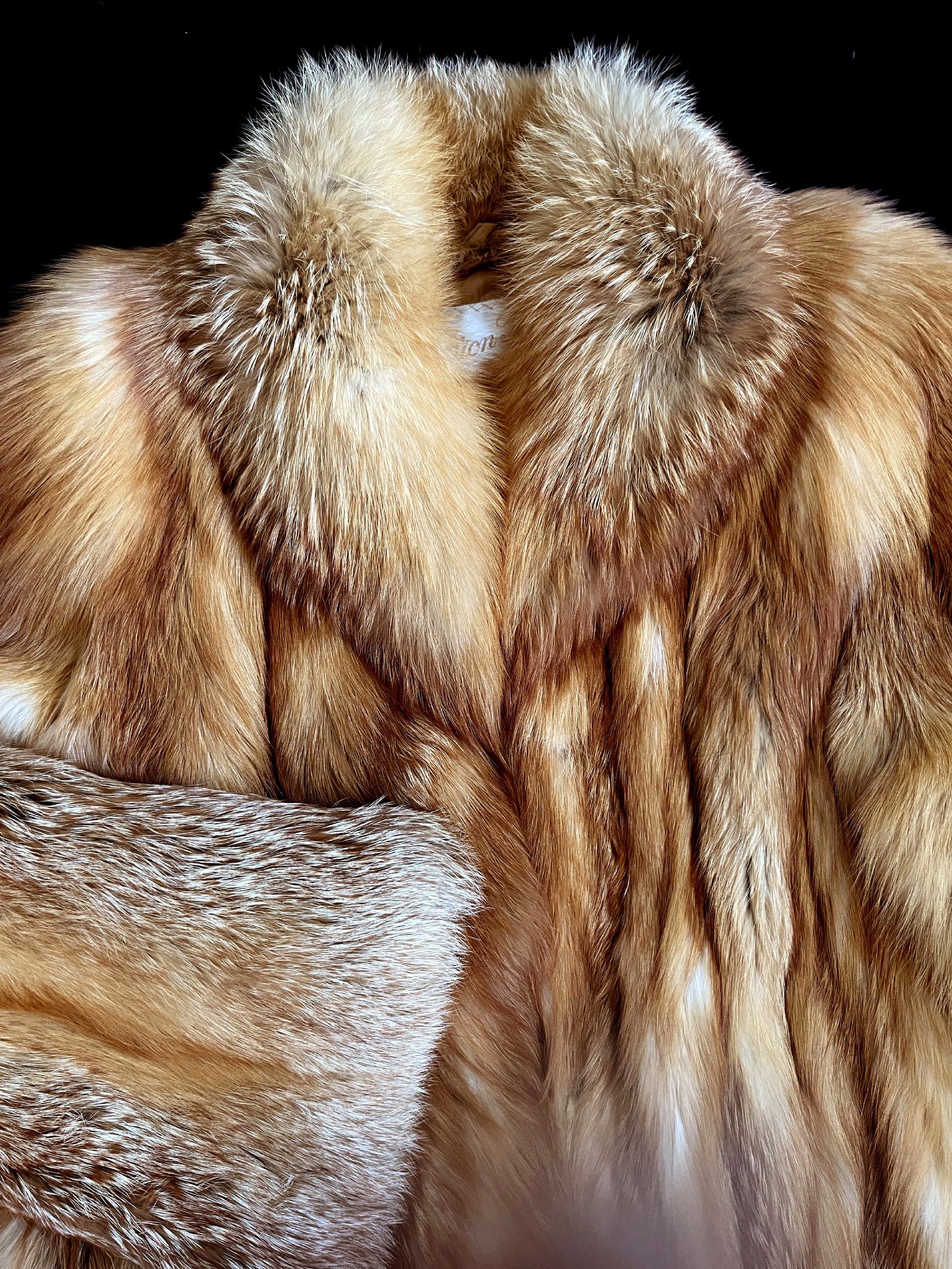 SAGA RED FOX Fur Coat, Brown Vintage Full Length Jacket, Rustic Winter Wedding Bolero Bridal Stole, Mob Wife Style, Apres Ski Gift, Large