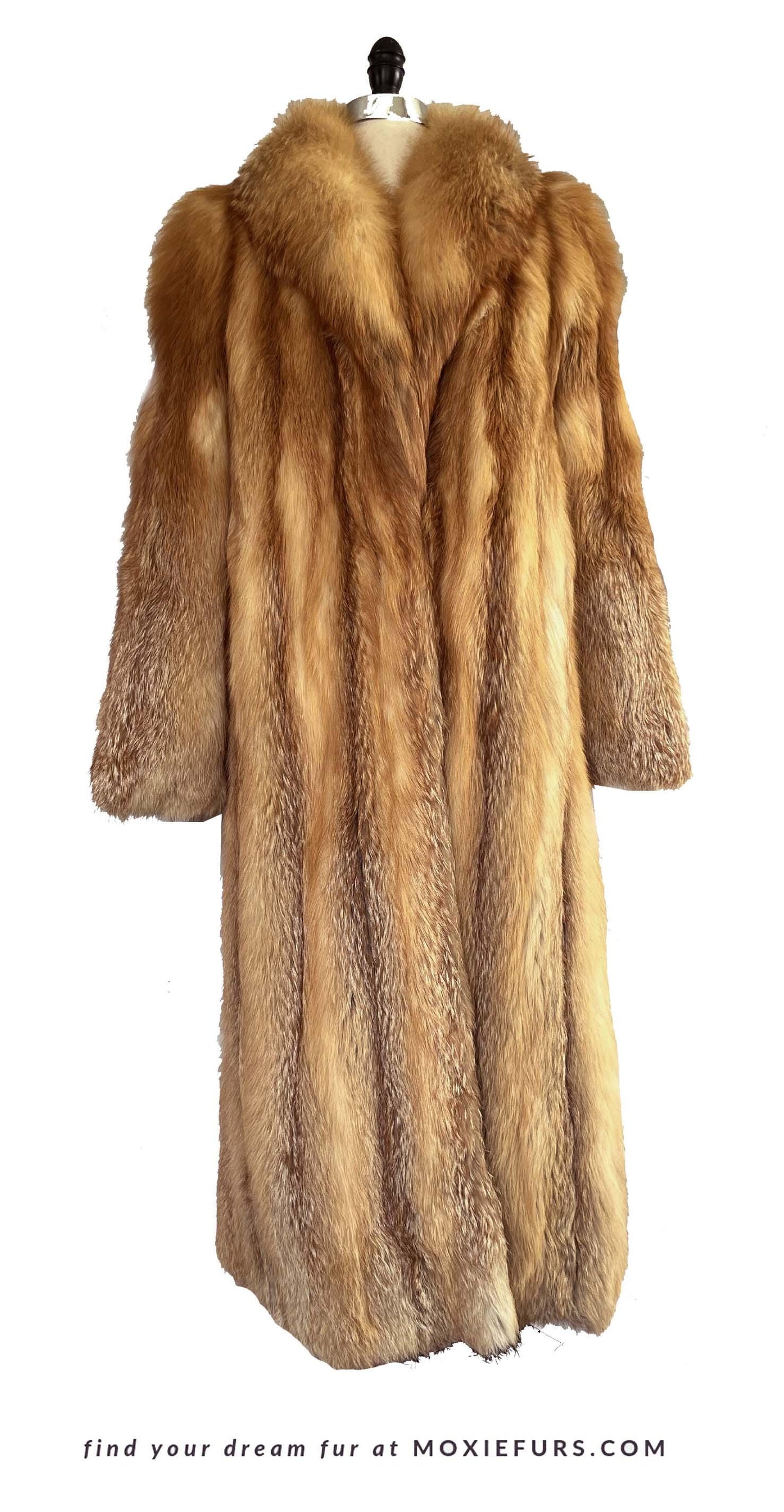 SAGA RED FOX Fur Coat, Brown Vintage Full Length Jacket, Rustic Winter Wedding Bolero Bridal Stole, Mob Wife Style, Apres Ski Gift, Large