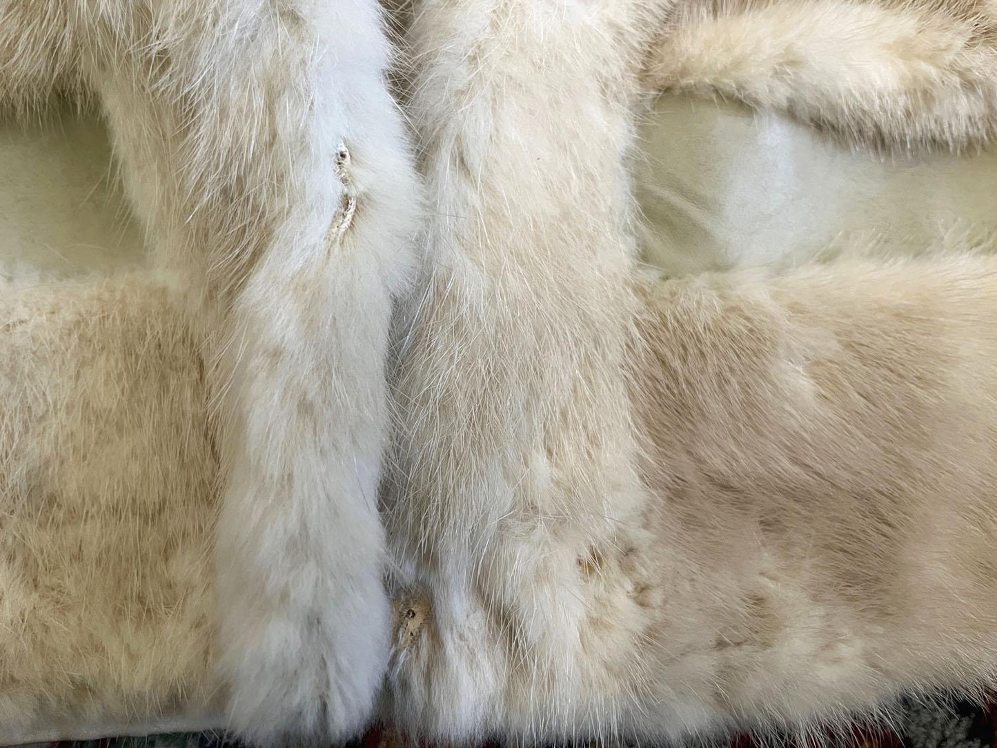 Beige MINK Fur Long Coat, Leather Belt Retro Ivory Jacket, 1970s Almost Famous, Full Length Blonde Wedding Bridal Stroller, Small XS