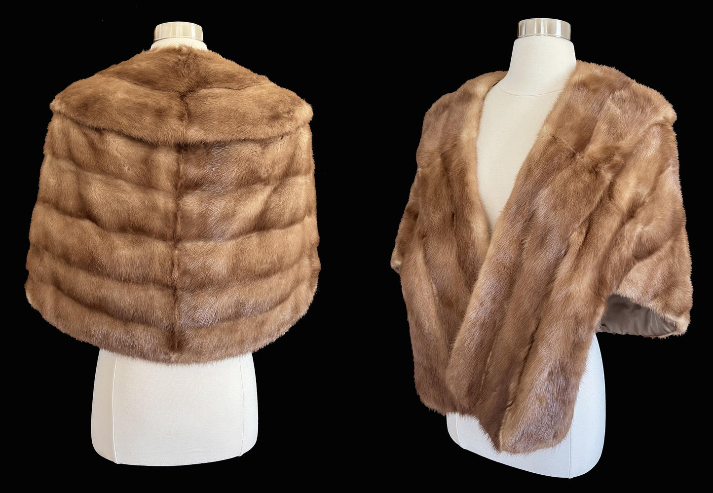 Brown MINK Fur Stole, Autumn Haze Bridal Cape, Rustic Real Vintage Jacket Coat, Bridesmaid Wrap, Winter Wedding Shawl Gift, Small