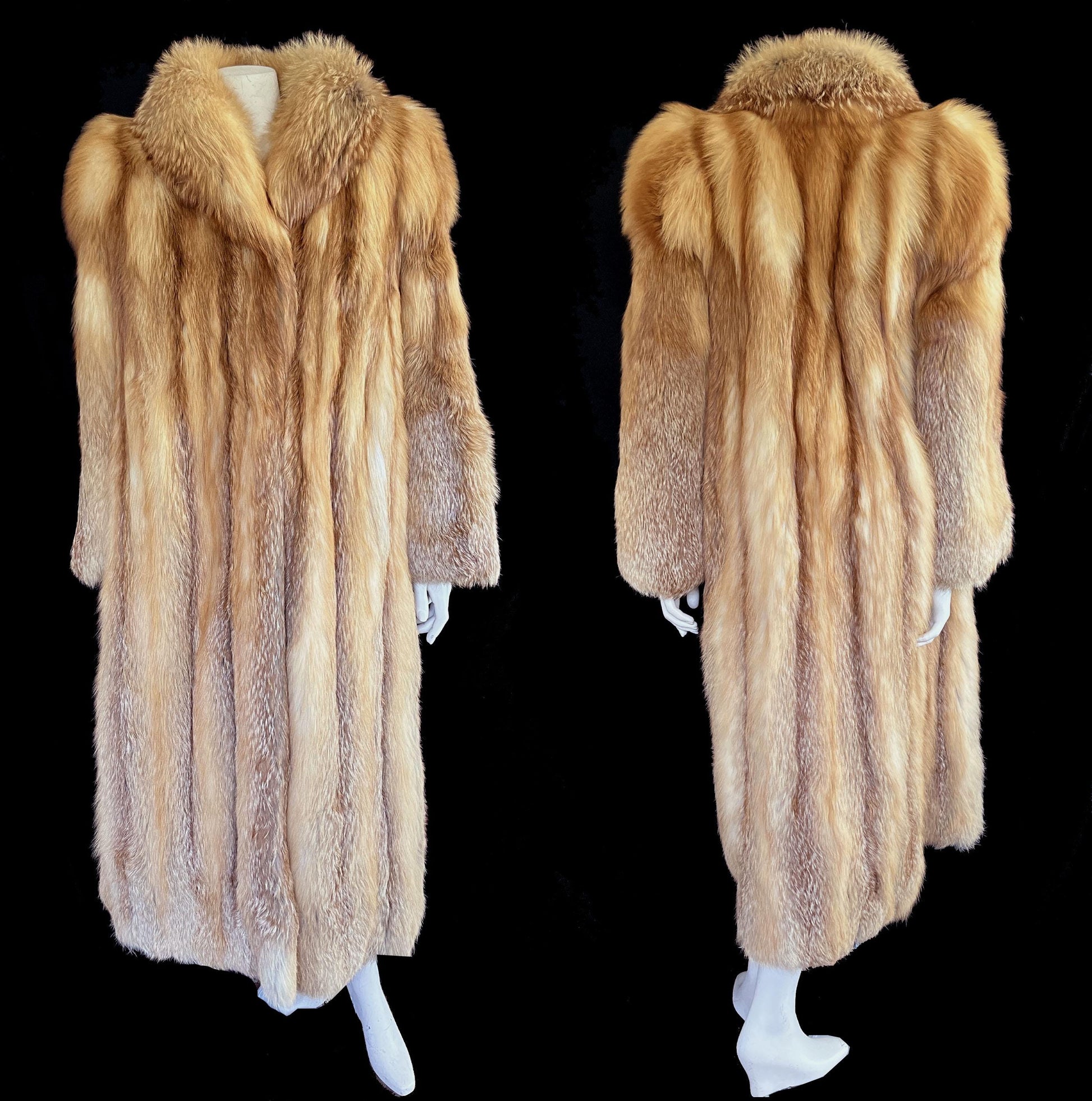 SAGA RED FOX Fur Coat, Brown Vintage Full Length Jacket, Rustic Winter Wedding Bolero Bridal Stole, Mob Wife Style, Apres Ski Gift, Large
