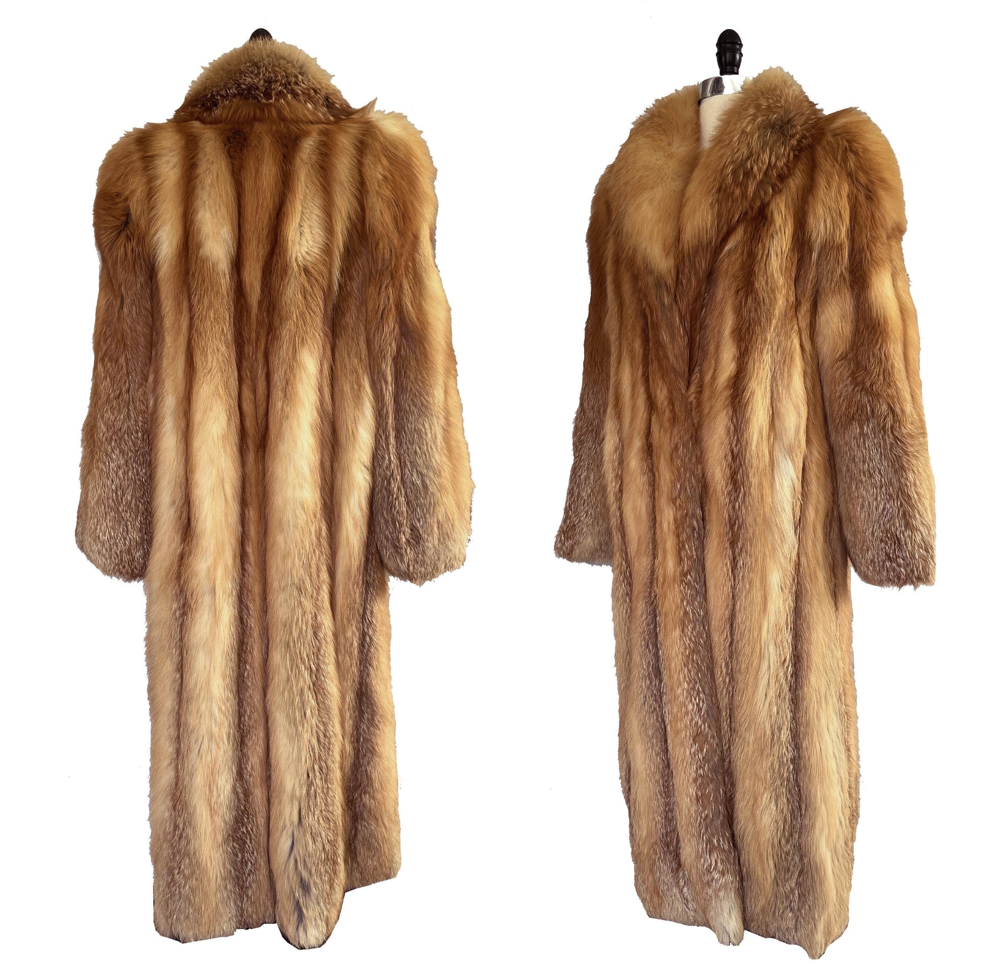 SAGA RED FOX Fur Coat, Brown Vintage Full Length Jacket, Rustic Winter Wedding Bolero Bridal Stole, Mob Wife Style, Apres Ski Gift, Large