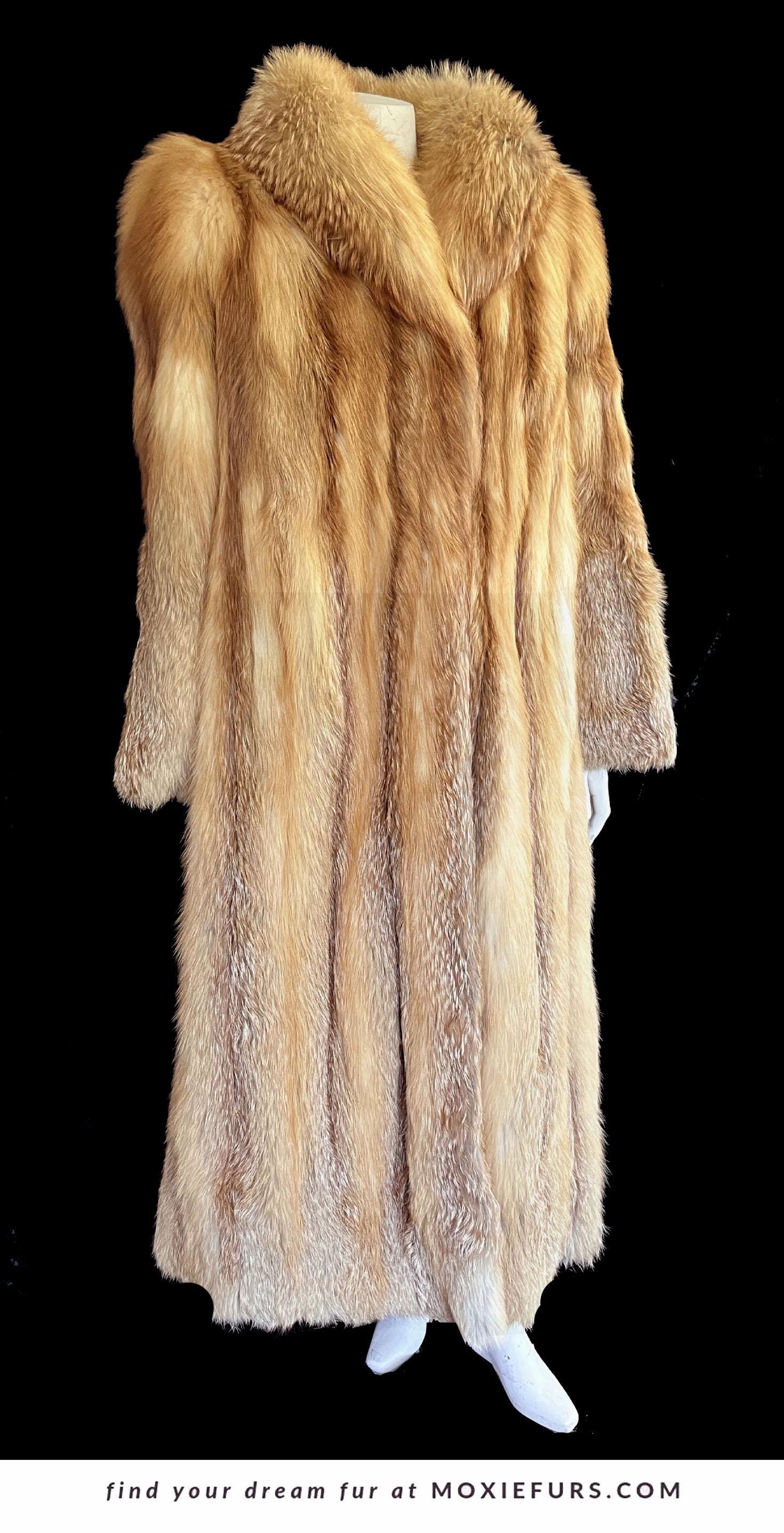SAGA RED FOX Fur Coat, Brown Vintage Full Length Jacket, Rustic Winter Wedding Bolero Bridal Stole, Mob Wife Style, Apres Ski Gift, Large