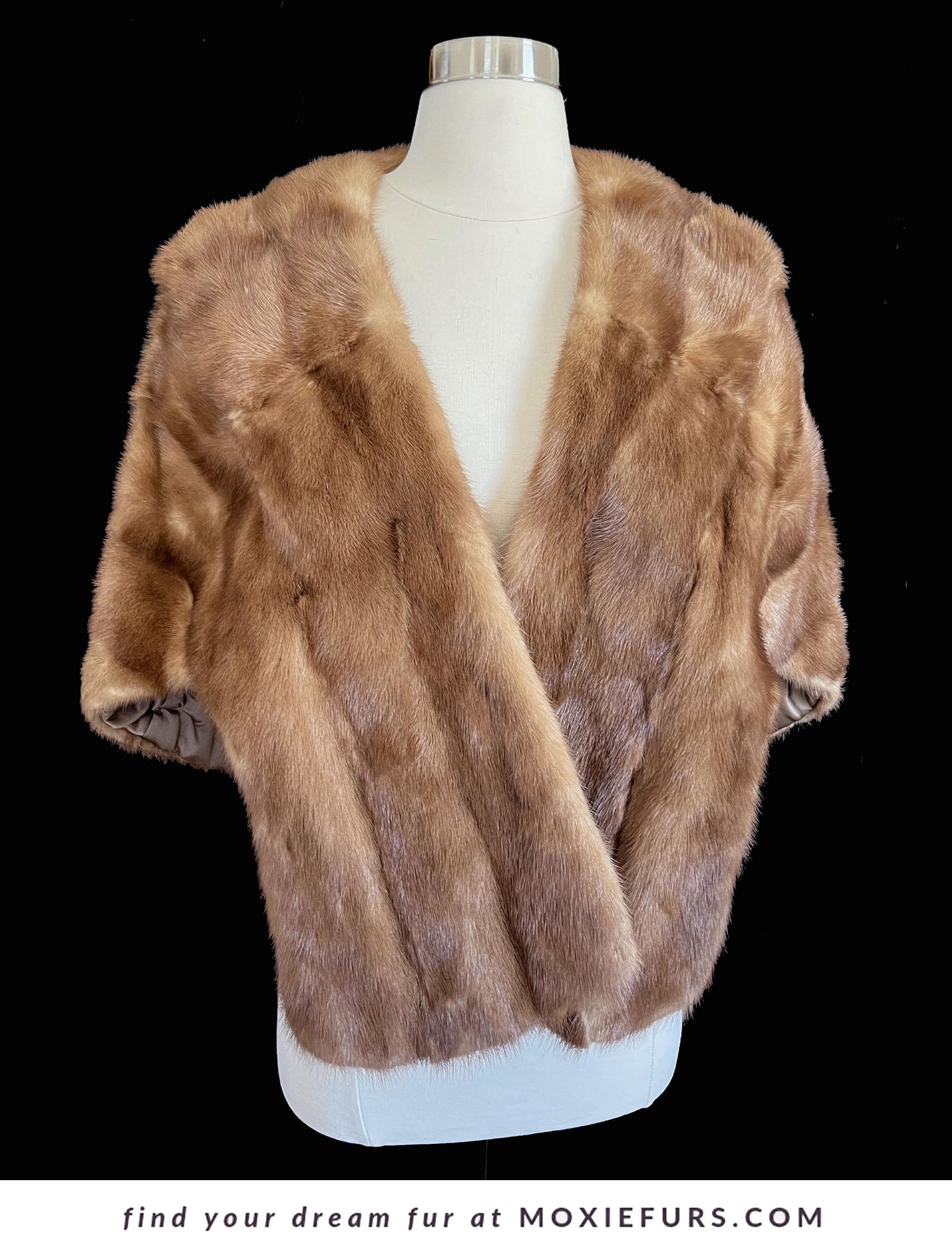 Brown MINK Fur Stole, Autumn Haze Bridal Cape, Rustic Real Vintage Jacket Coat, Bridesmaid Wrap, Winter Wedding Shawl Gift, Small