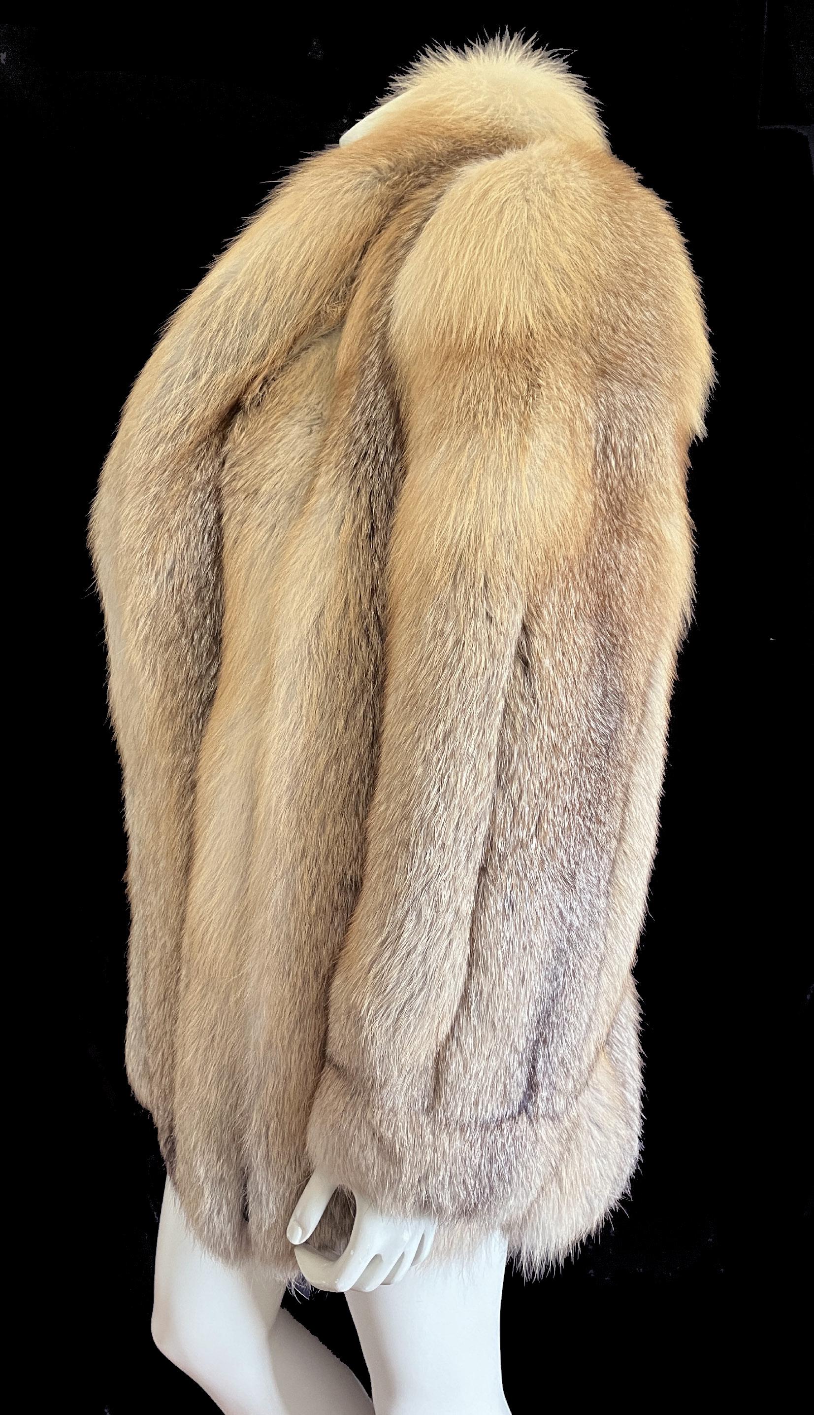 SAGA Golden Island FOX Fur Coat, Real Vintage Mob Wife Style Jacket, Winter Wedding Stroller, 1980s Apres Ski Glam, Crystal Bridal