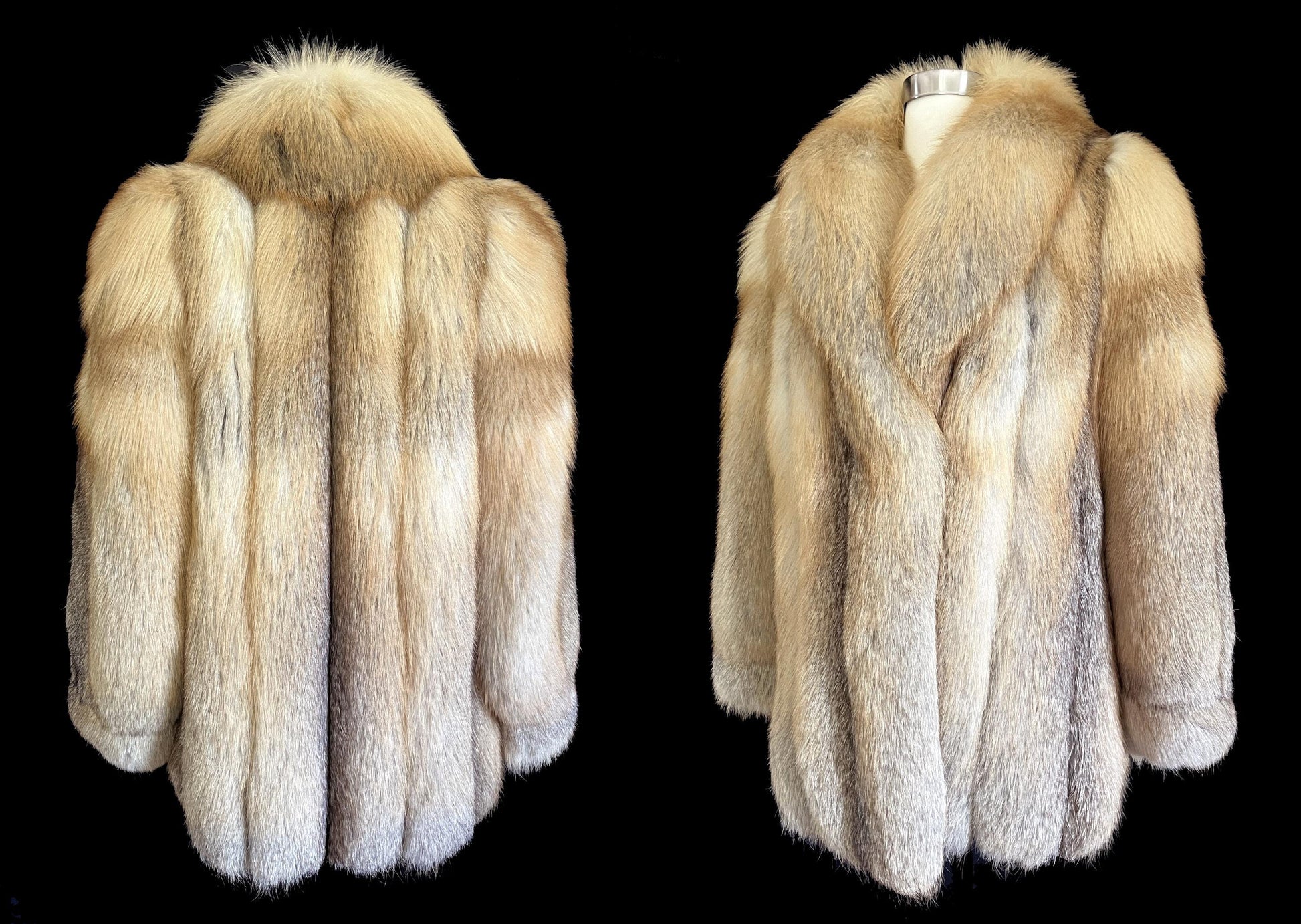 SAGA Golden Island FOX Fur Coat, Real Vintage Mob Wife Style Jacket, Winter Wedding Stroller, 1980s Apres Ski Glam, Crystal Bridal