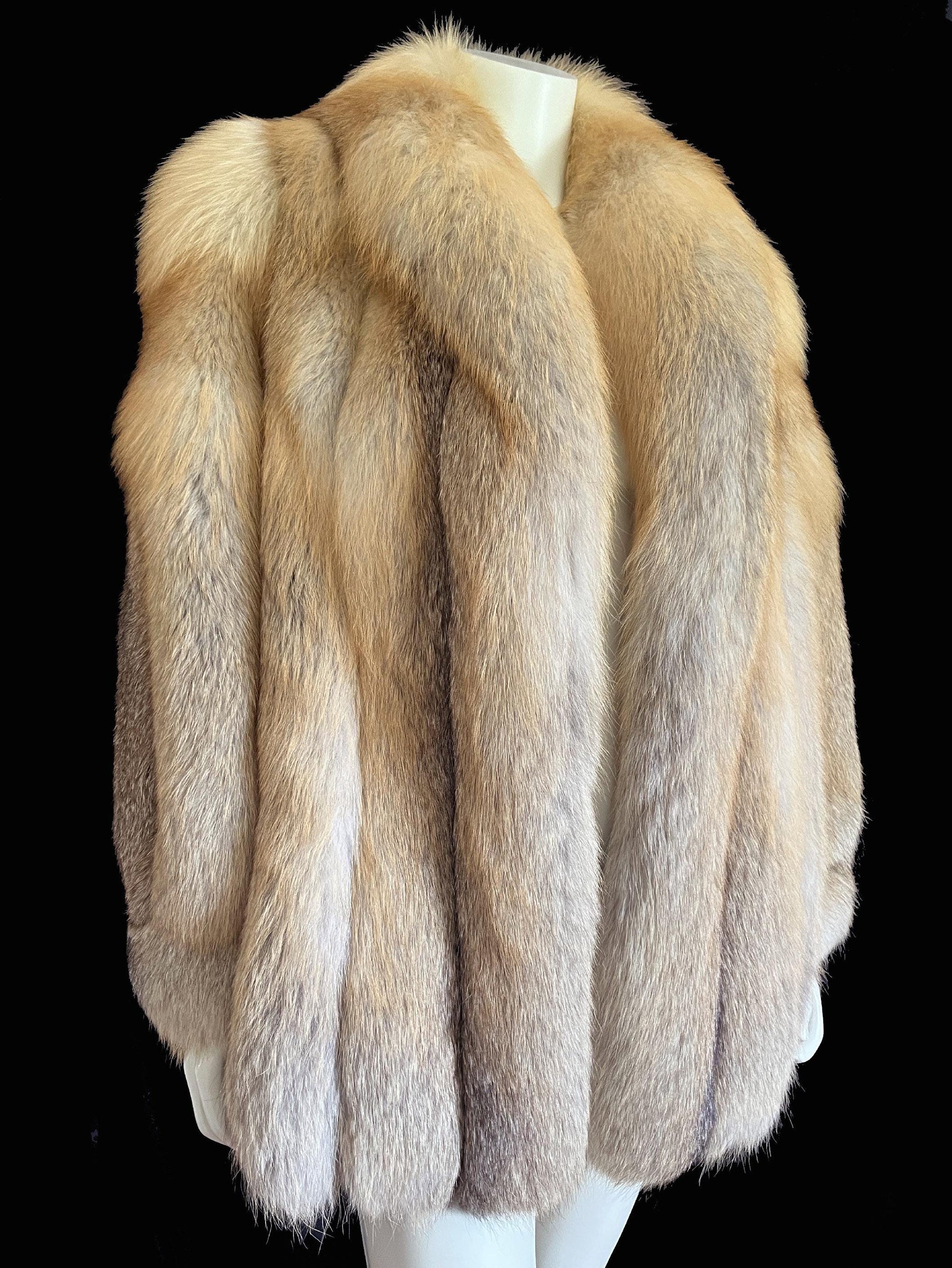 SAGA Golden Island FOX Fur Coat, Real Vintage Mob Wife Style Jacket, Winter Wedding Stroller, 1980s Apres Ski Glam, Crystal Bridal