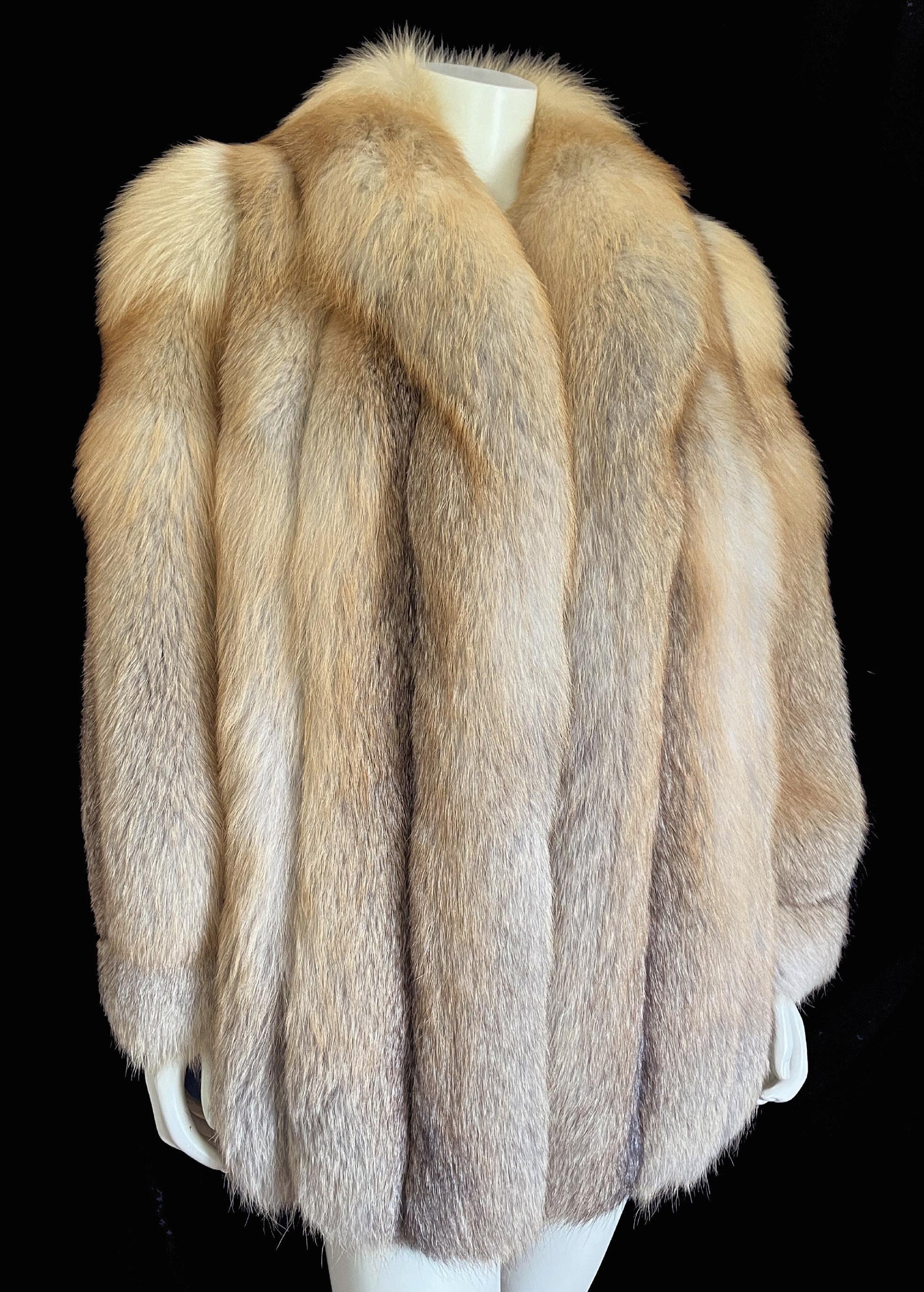 SAGA Golden Island FOX Fur Coat, Real Vintage Mob Wife Style Jacket, Winter Wedding Stroller, 1980s Apres Ski Glam, Crystal Bridal