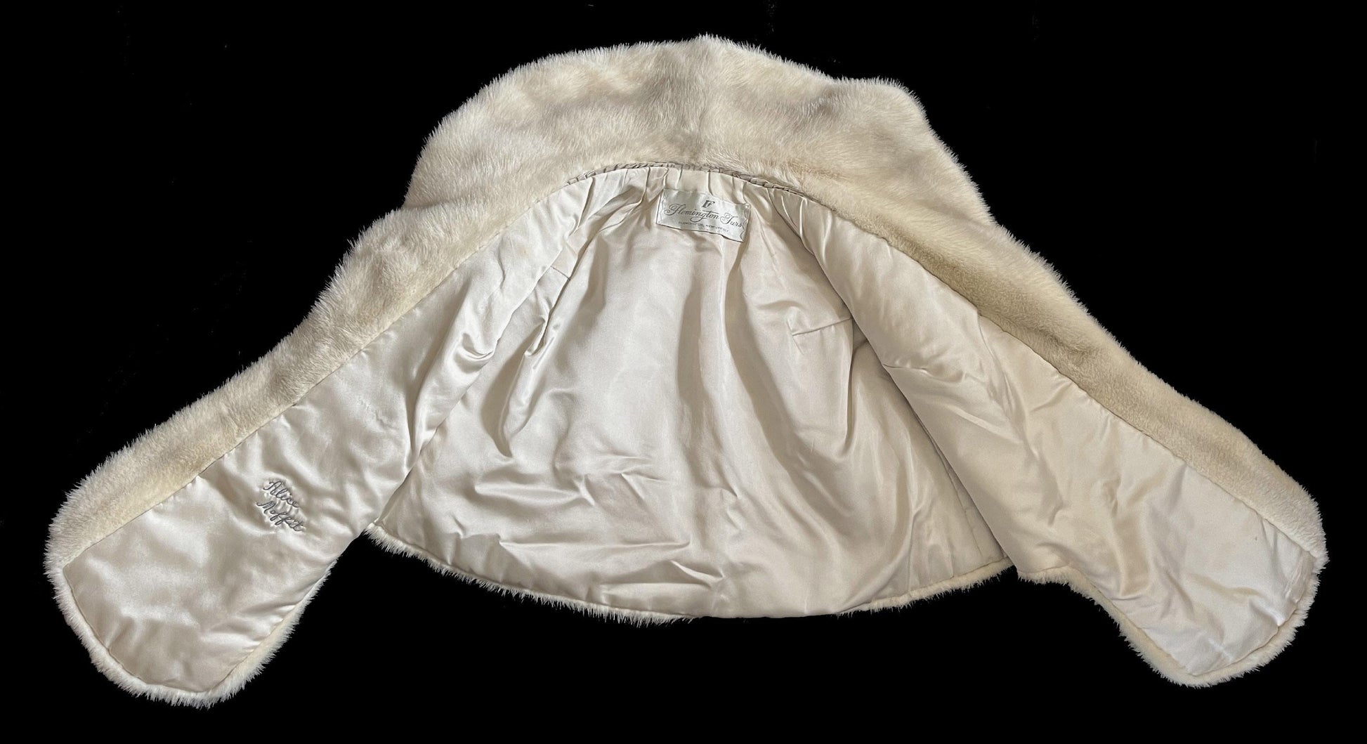 Azurene MINK Fur Stole, Ivory Real Vintage Wrap, Winter Wedding Cape, Rustic Bridal Shawl Gift, Great Gatsby Party White Vintage Coat, Large