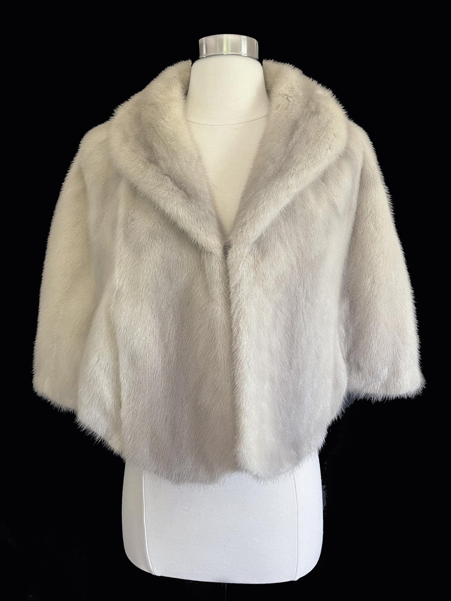 Cerulean MINK Fur Cape, Sapphire Silver Real Vintage Wrap, Azurene Winter Wedding Stole, Rustic Bridal Shawl Gift, Great Gatsby Party, Large