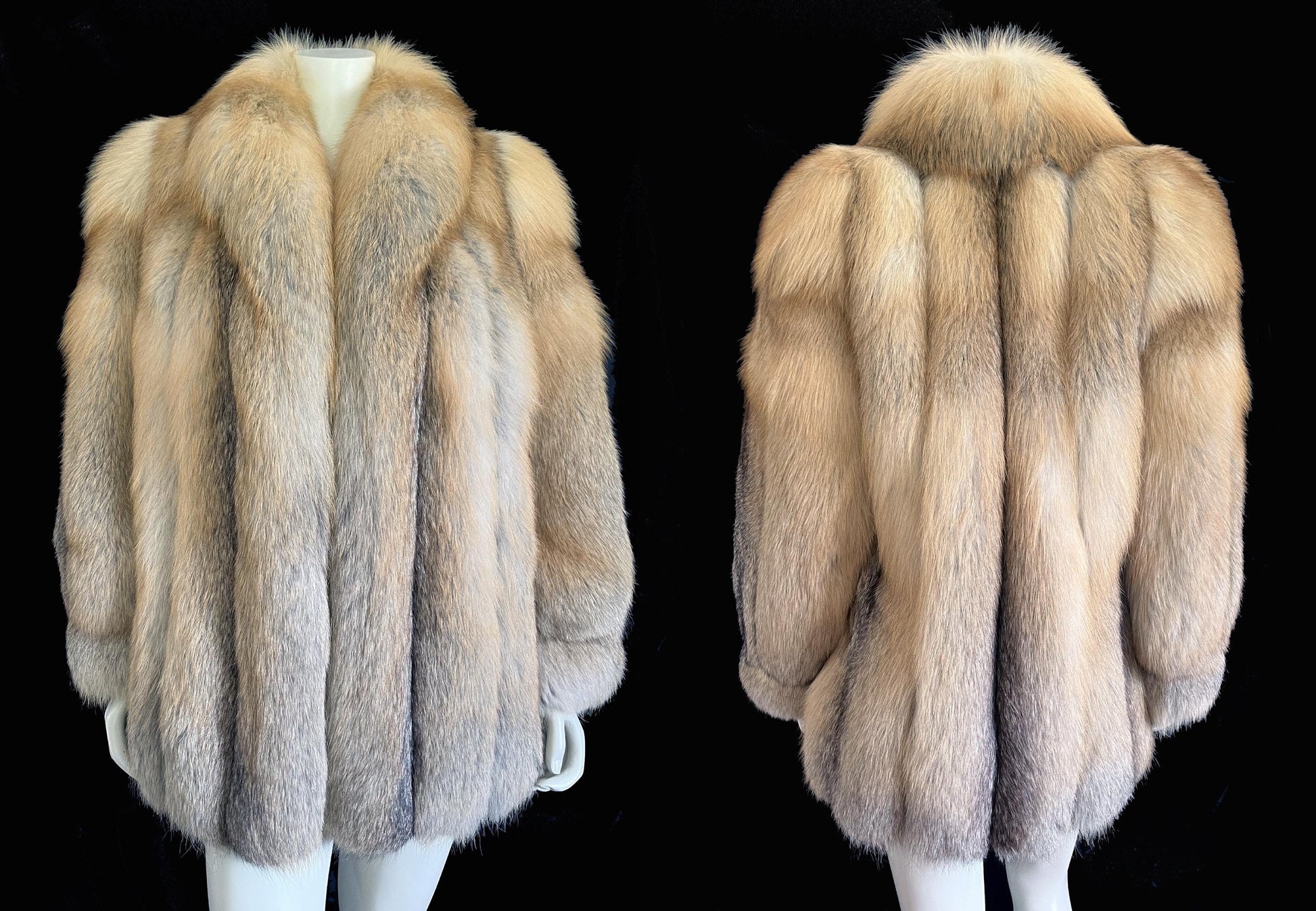 SAGA Golden Island FOX Fur Coat, Real Vintage Mob Wife Style Jacket, Winter Wedding Stroller, 1980s Apres Ski Glam, Crystal Bridal