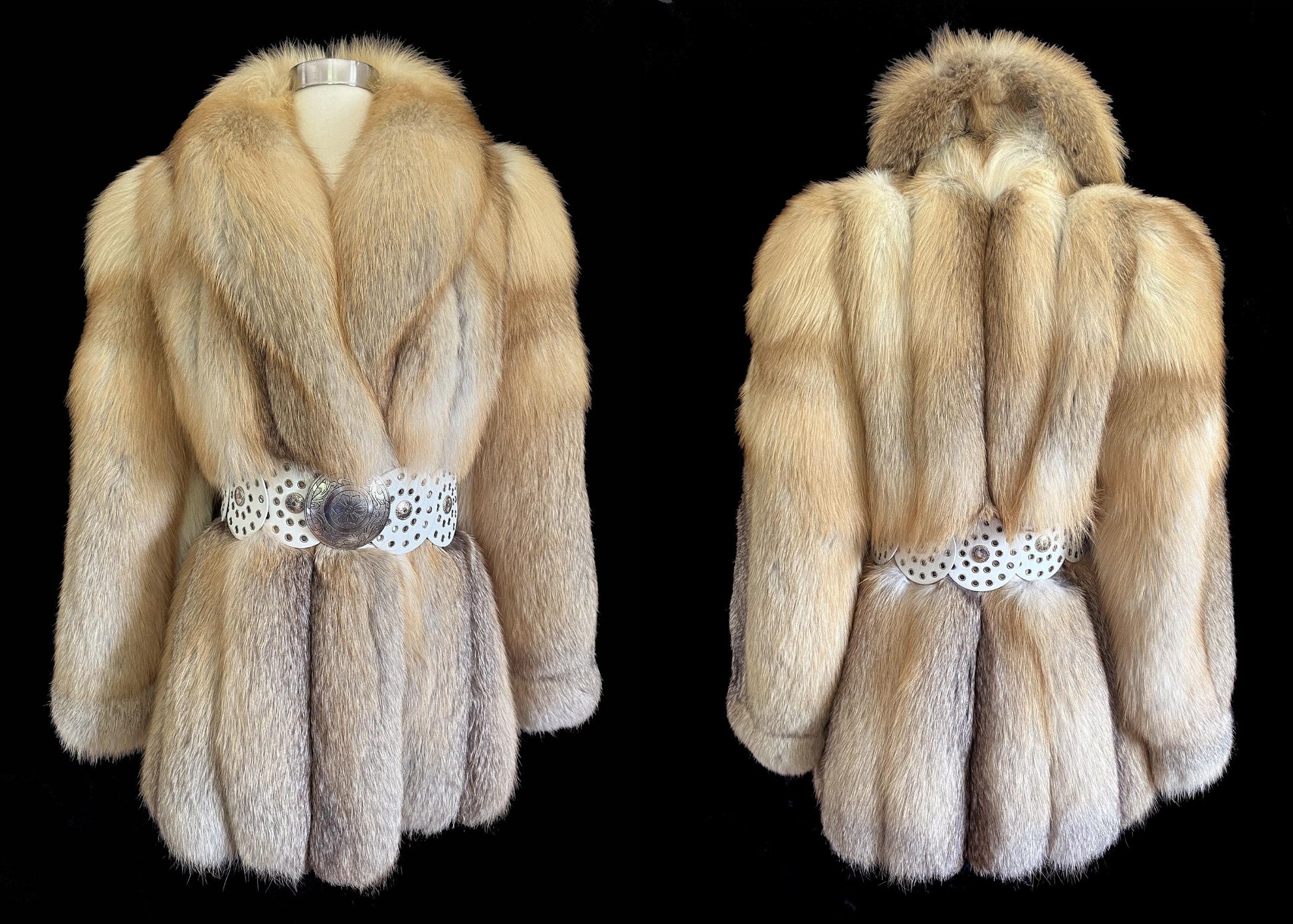 SAGA Golden Island FOX Fur Coat, Real Vintage Mob Wife Style Jacket, Winter Wedding Stroller, 1980s Apres Ski Glam, Crystal Bridal