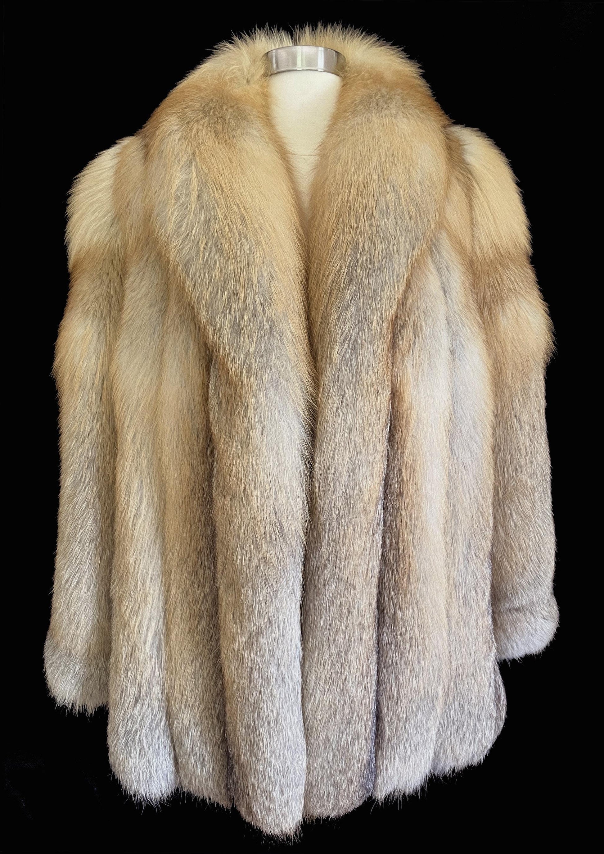SAGA Golden Island FOX Fur Coat, Real Vintage Mob Wife Style Jacket, Winter Wedding Stroller, 1980s Apres Ski Glam, Crystal Bridal