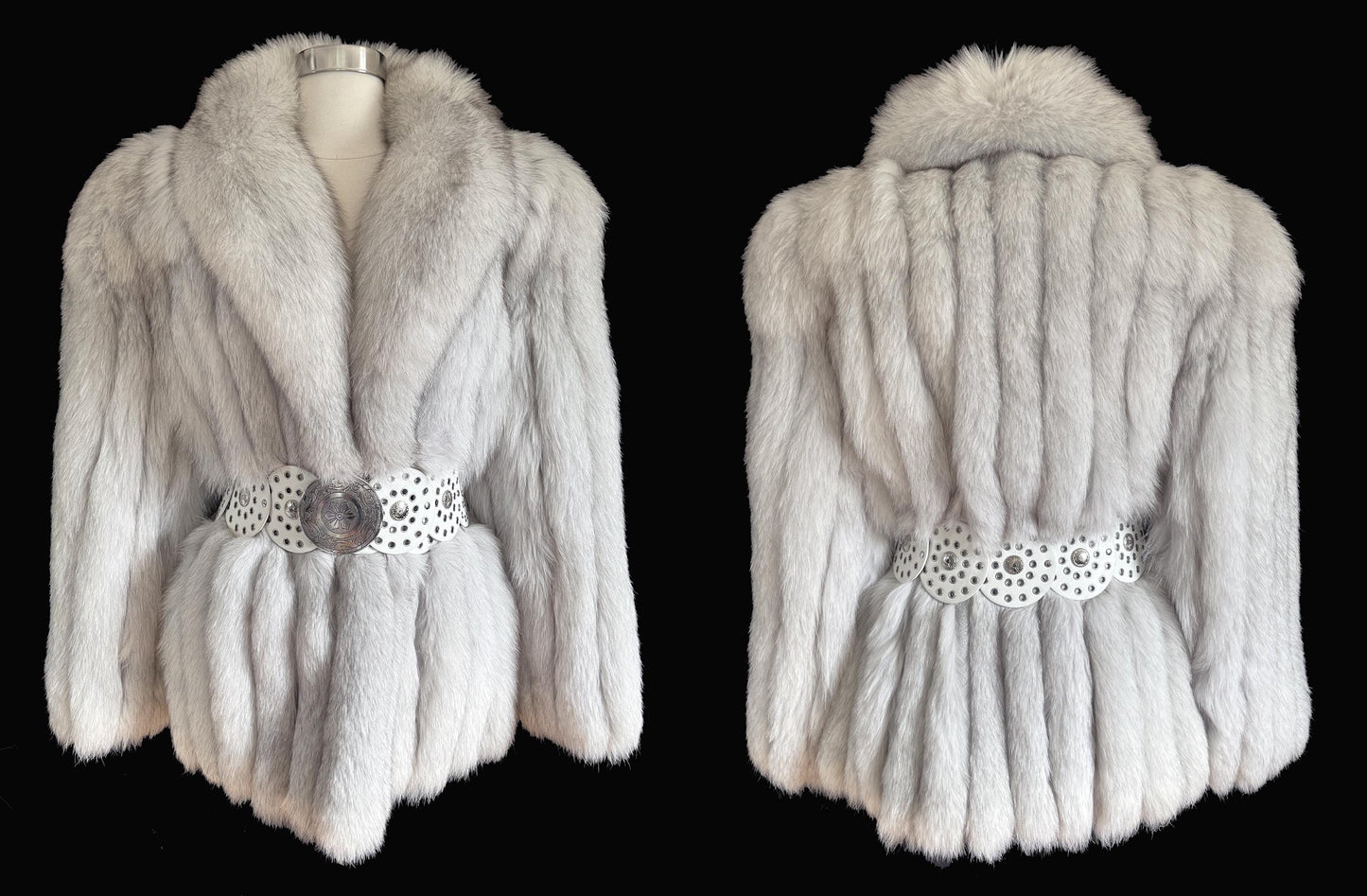 Norwegian FOX Fur Coat, Mob Wife Style, Real Vintage Winter Wedding Bridal Jacket, White Ivory Fox Apres Ski Bolero Gift, Large XL Plus
