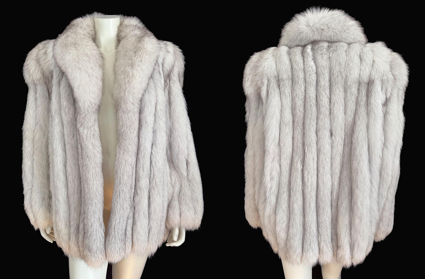 Norwegian FOX Fur Coat, Mob Wife Style, Real Vintage Winter Wedding Bridal Jacket, White Ivory Fox Apres Ski Bolero Gift, Large XL Plus