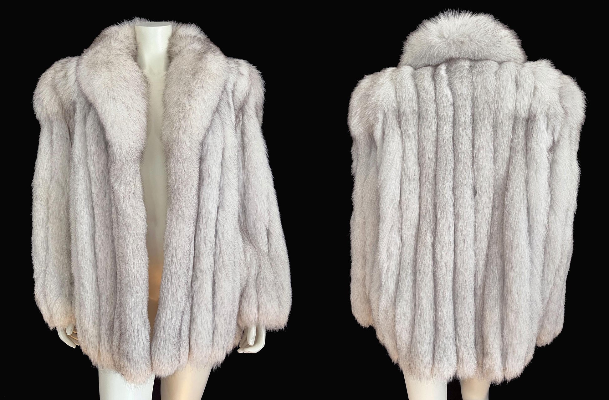 Norwegian FOX Fur Coat, Mob Wife Style, Real Vintage Winter Wedding Bridal Jacket, White Ivory Fox Apres Ski Bolero Gift, Large XL Plus