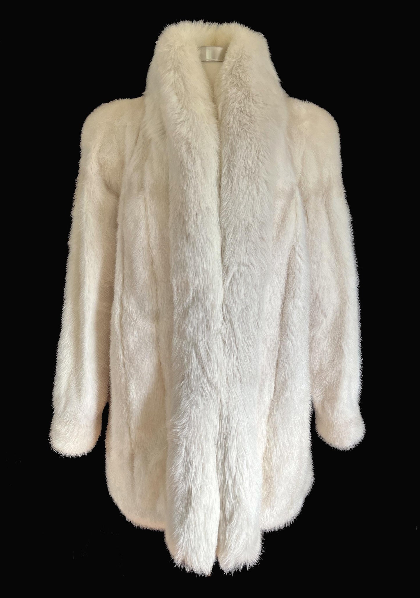 MINK & FOX Fur Coat, Beige Real Vintage Jacket, Winter Wedding Bolero Stole, Ivory Blonde Bridal Gift, Mob WIfe, Large XL Plus