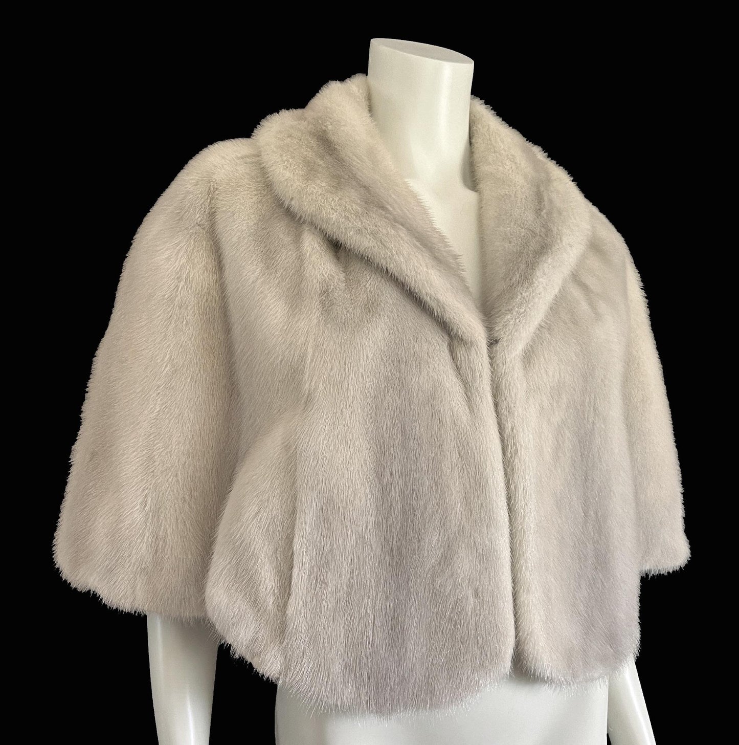Cerulean MINK Fur Cape, Sapphire Silver Real Vintage Wrap, Azurene Winter Wedding Stole, Rustic Bridal Shawl Gift, Great Gatsby Party, Large