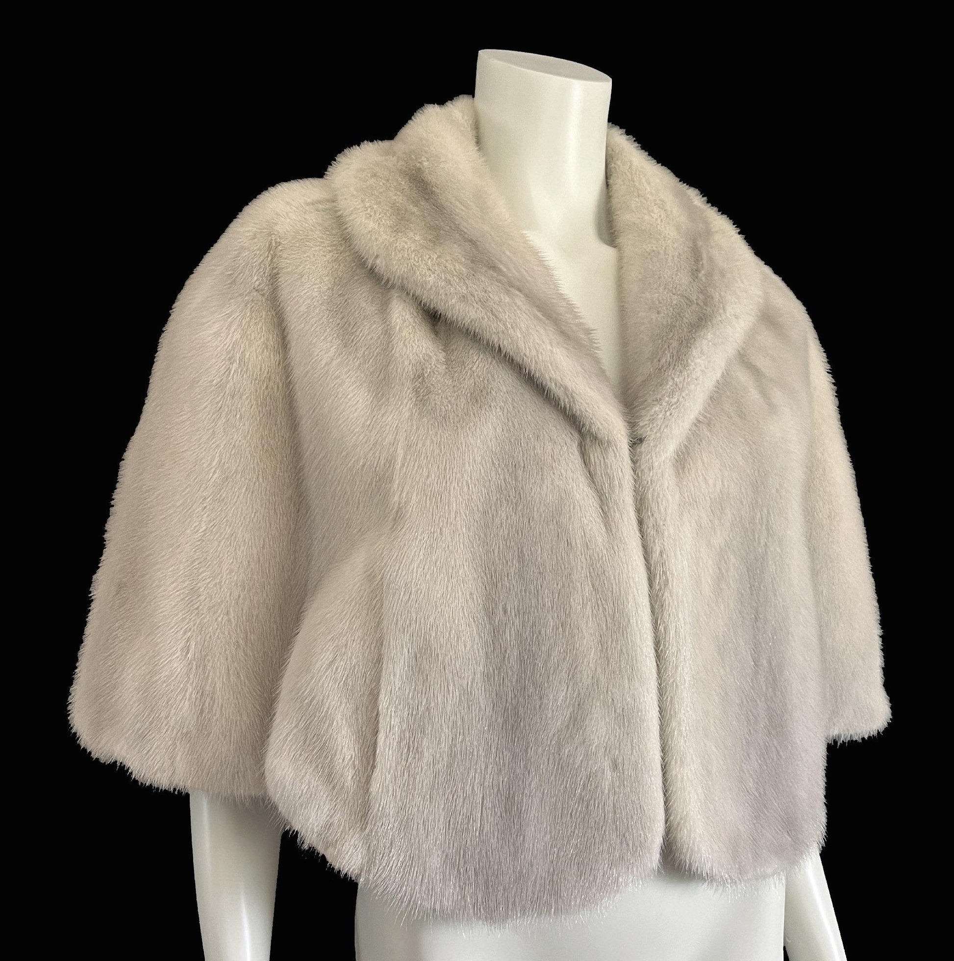 Cerulean MINK Fur Cape, Sapphire Silver Real Vintage Wrap, Azurene Winter Wedding Stole, Rustic Bridal Shawl Gift, Great Gatsby Party, Large