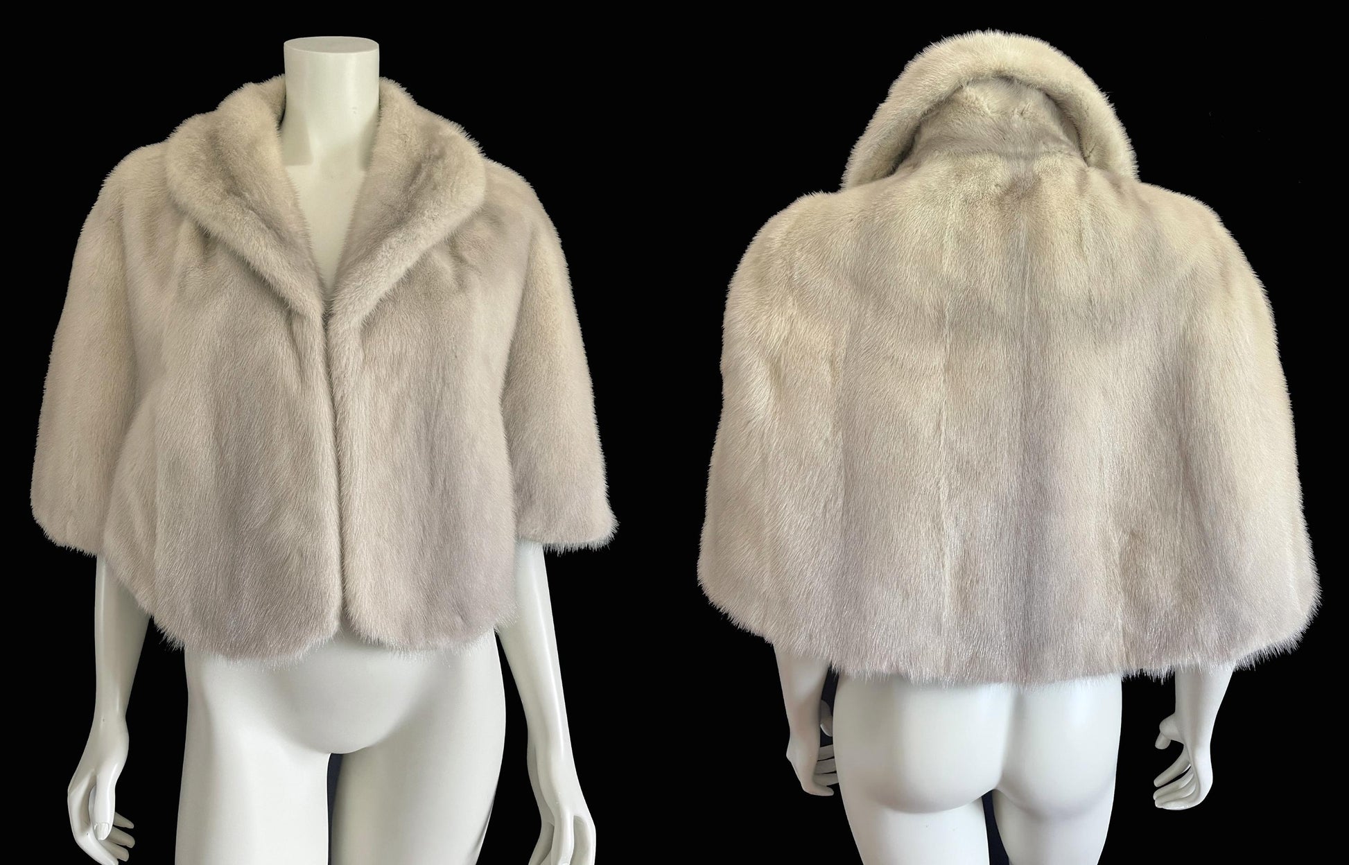 Cerulean MINK Fur Cape, Sapphire Silver Real Vintage Wrap, Azurene Winter Wedding Stole, Rustic Bridal Shawl Gift, Great Gatsby Party, Large