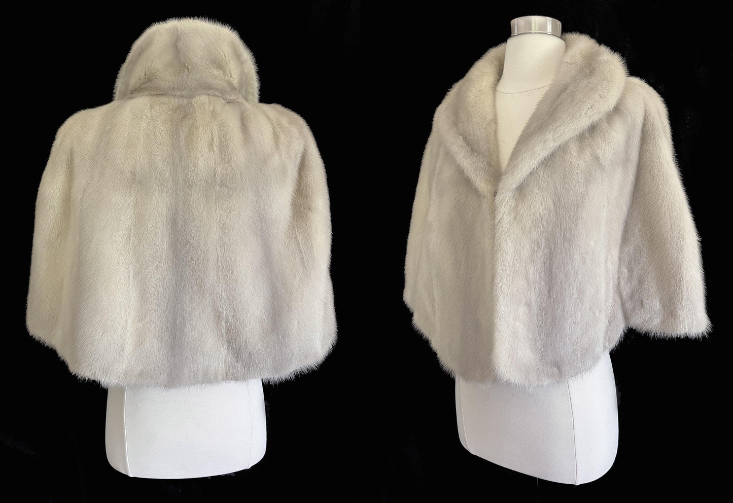 Cerulean MINK Fur Cape, Sapphire Silver Real Vintage Wrap, Azurene Winter Wedding Stole, Rustic Bridal Shawl Gift, Great Gatsby Party, Large