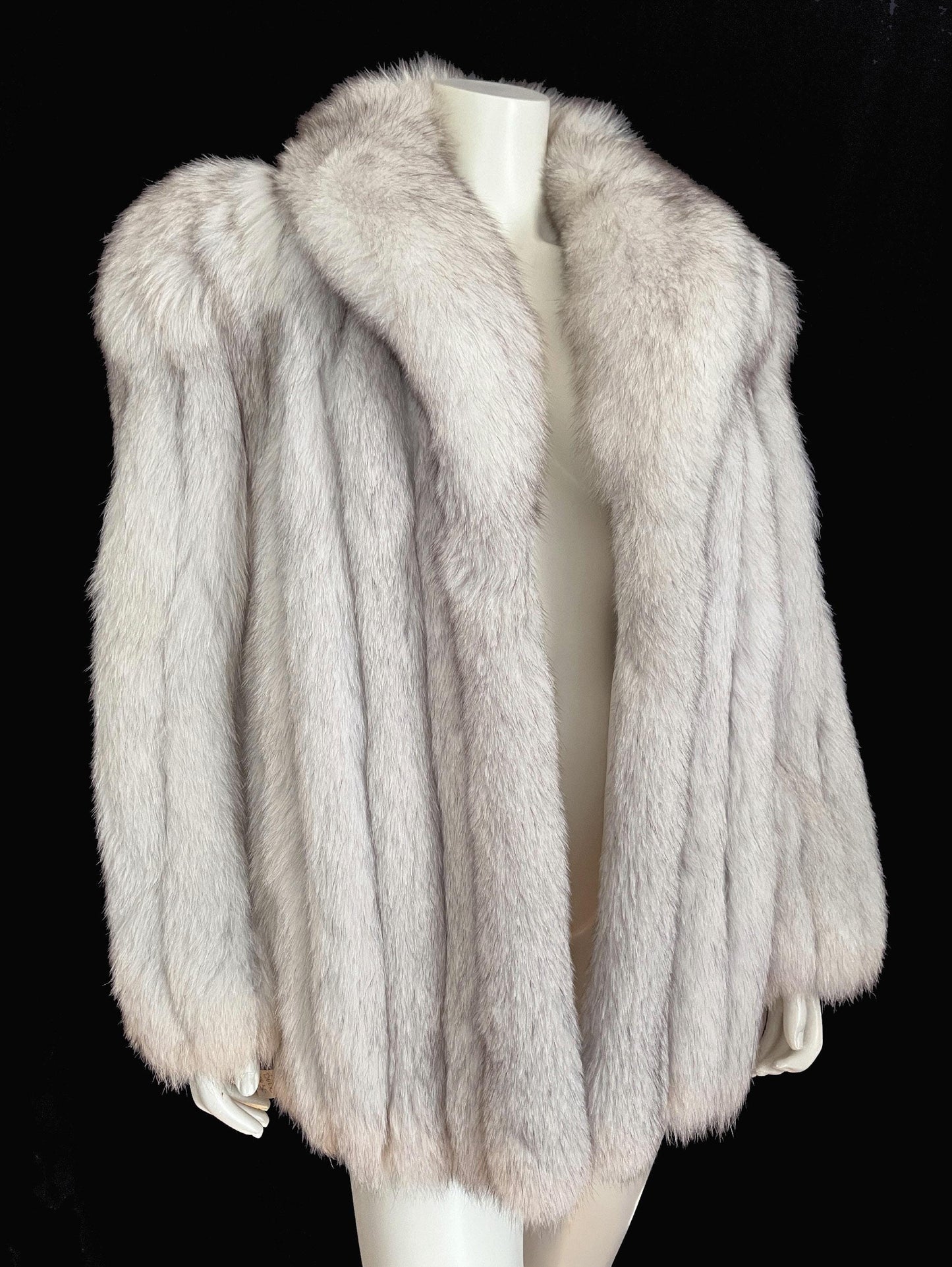 Norwegian FOX Fur Coat, Mob Wife Style, Real Vintage Winter Wedding Bridal Jacket, White Ivory Fox Apres Ski Bolero Gift, Large XL Plus