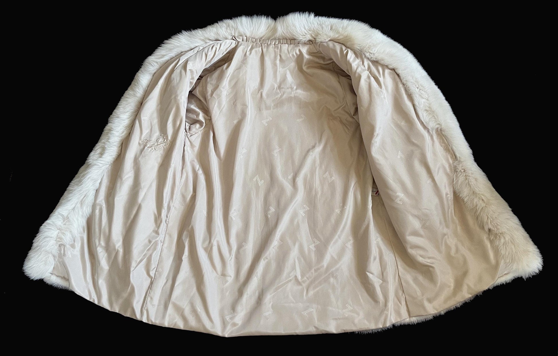 MINK & FOX Fur Coat, Beige Real Vintage Jacket, Winter Wedding Bolero Stole, Ivory Blonde Bridal Gift, Mob WIfe, Large XL Plus
