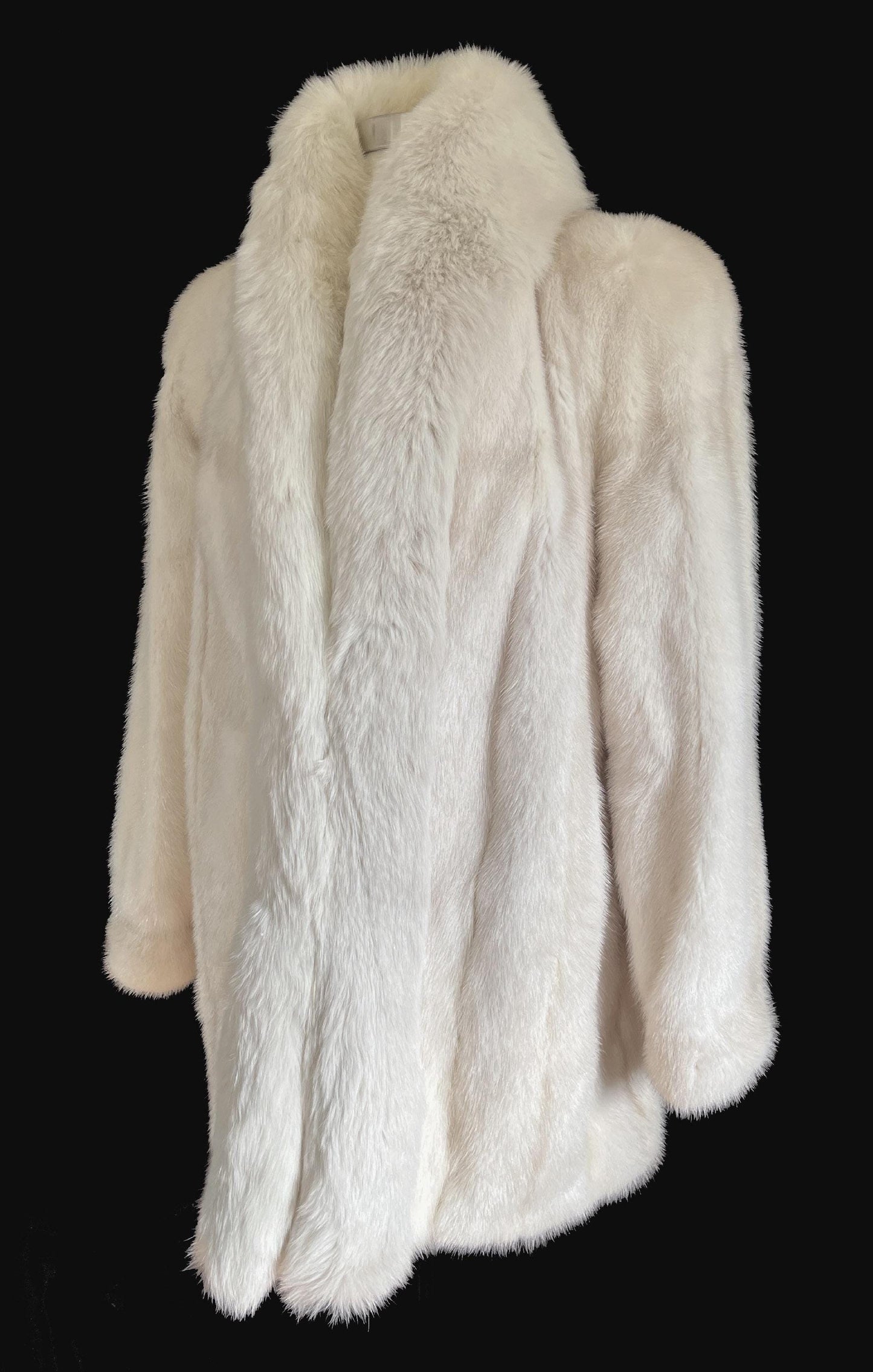 MINK & FOX Fur Coat, Beige Real Vintage Jacket, Winter Wedding Bolero Stole, Ivory Blonde Bridal Gift, Mob WIfe, Large XL Plus