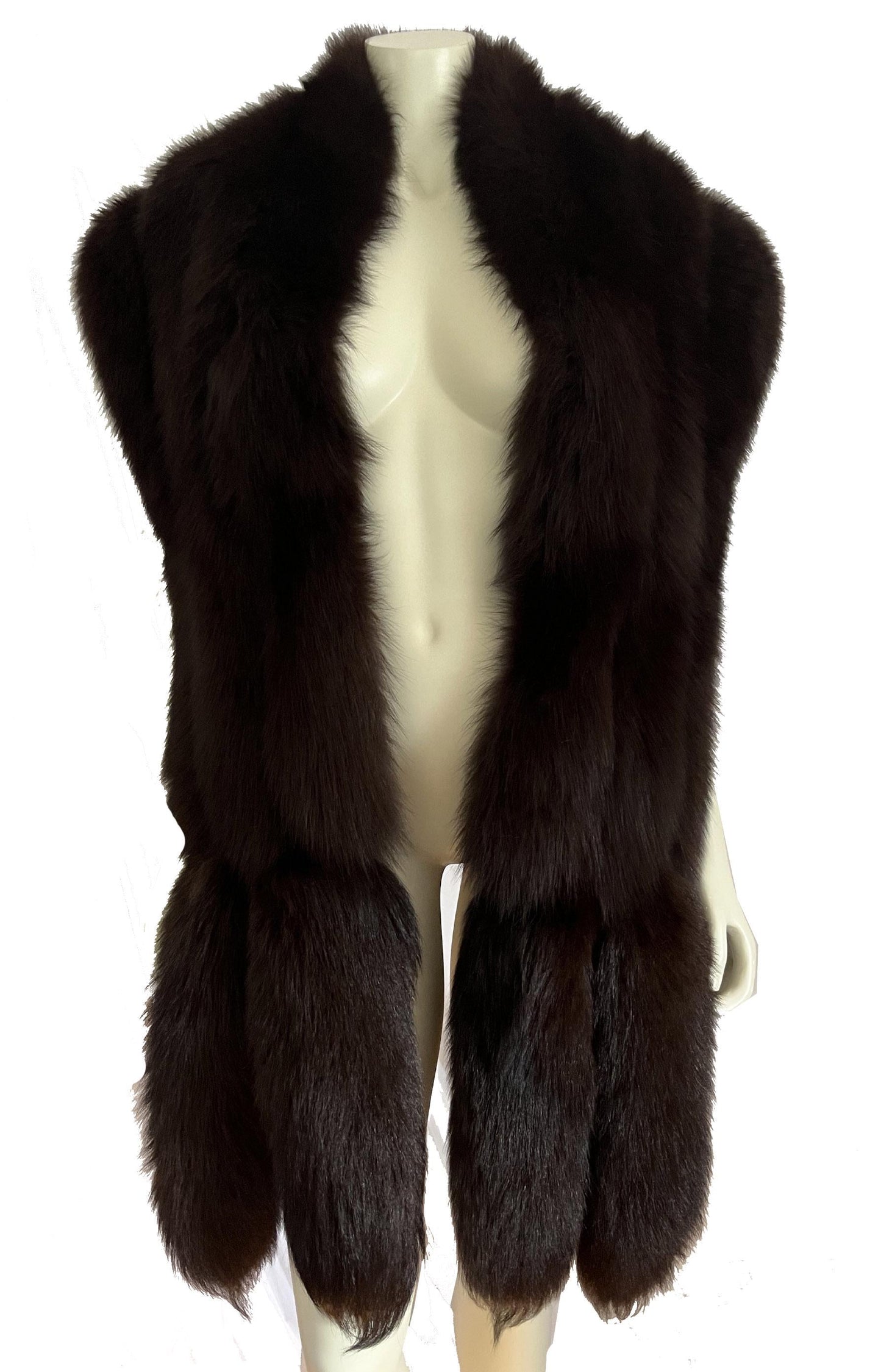 FOX Fur Stole, Real Vintage Cape, Dark Brown Great Gatsby Party Shawl, Old Hollywood Winter Wedding Coat Jacket, Celeb Fling Gift