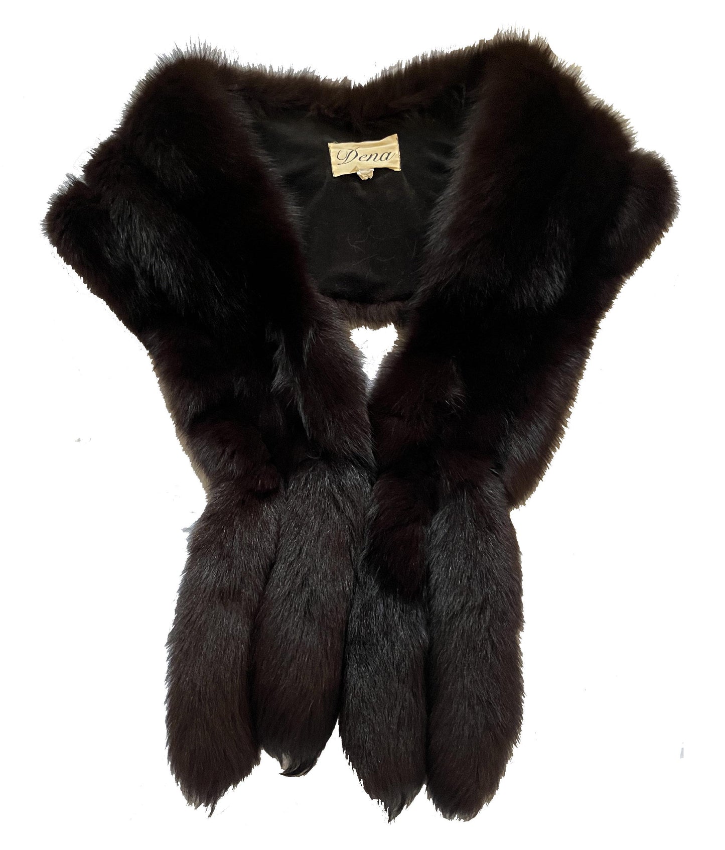 FOX Fur Stole, Real Vintage Cape, Dark Brown Great Gatsby Party Shawl, Old Hollywood Winter Wedding Coat Jacket, Celeb Fling Gift