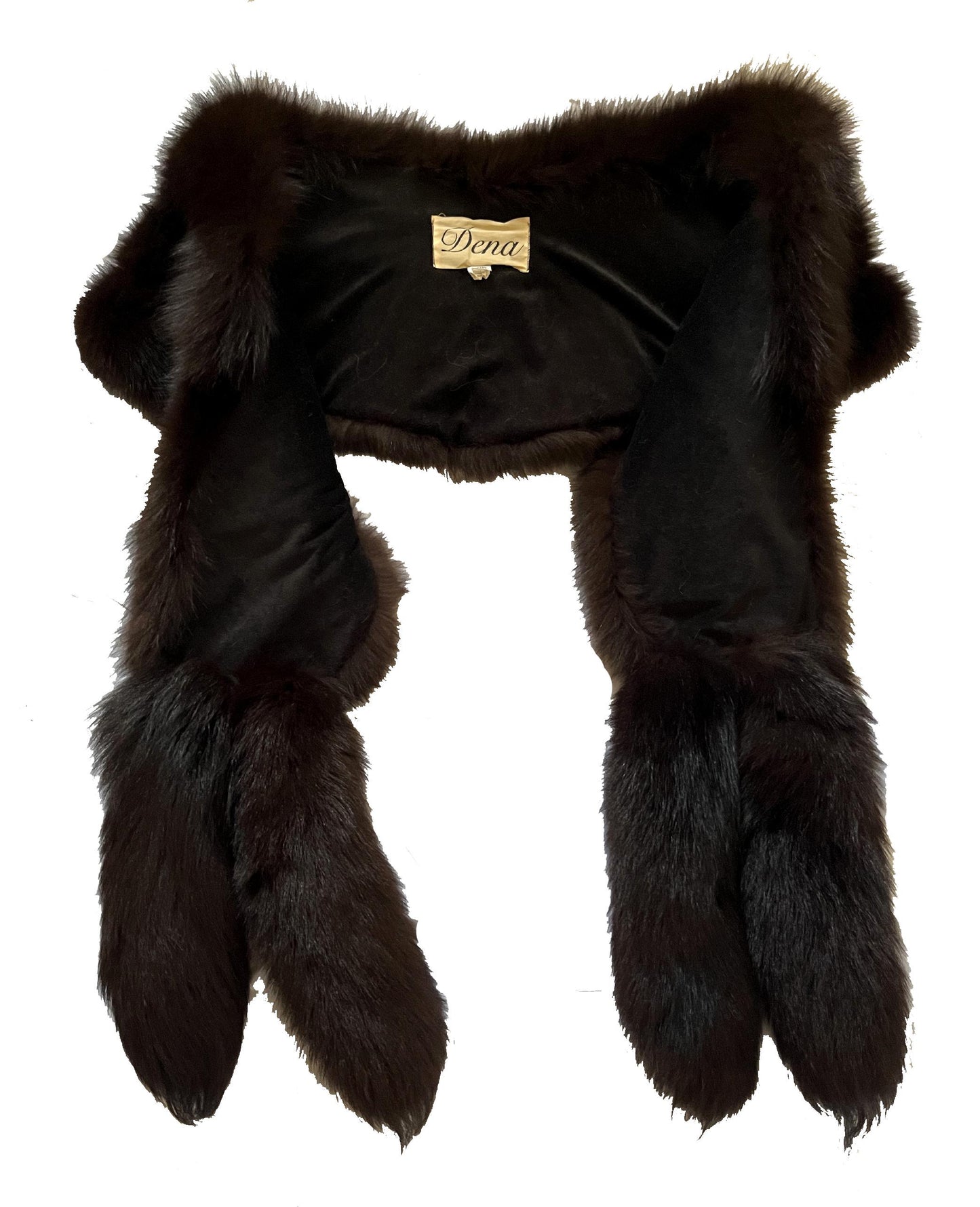 FOX Fur Stole, Real Vintage Cape, Dark Brown Great Gatsby Party Shawl, Old Hollywood Winter Wedding Coat Jacket, Celeb Fling Gift