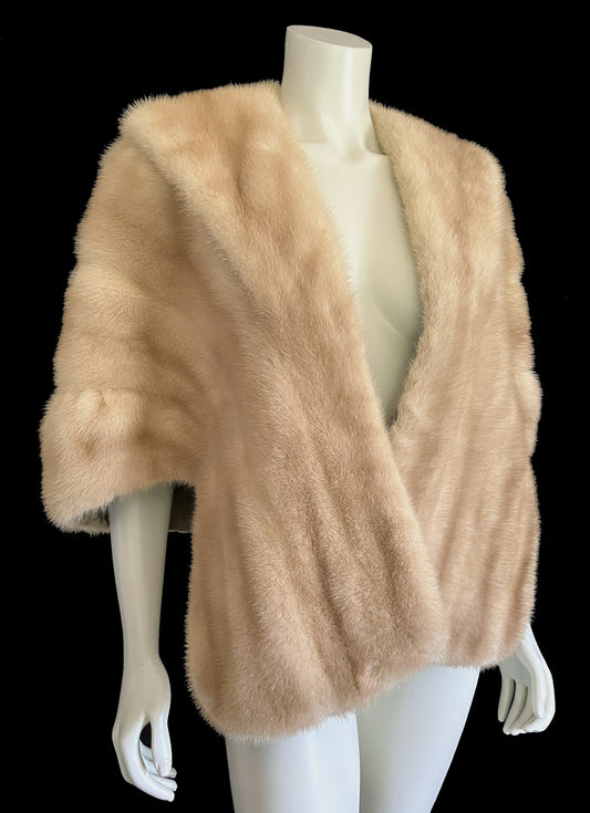 Beige Mink Fur Stole with Clasp