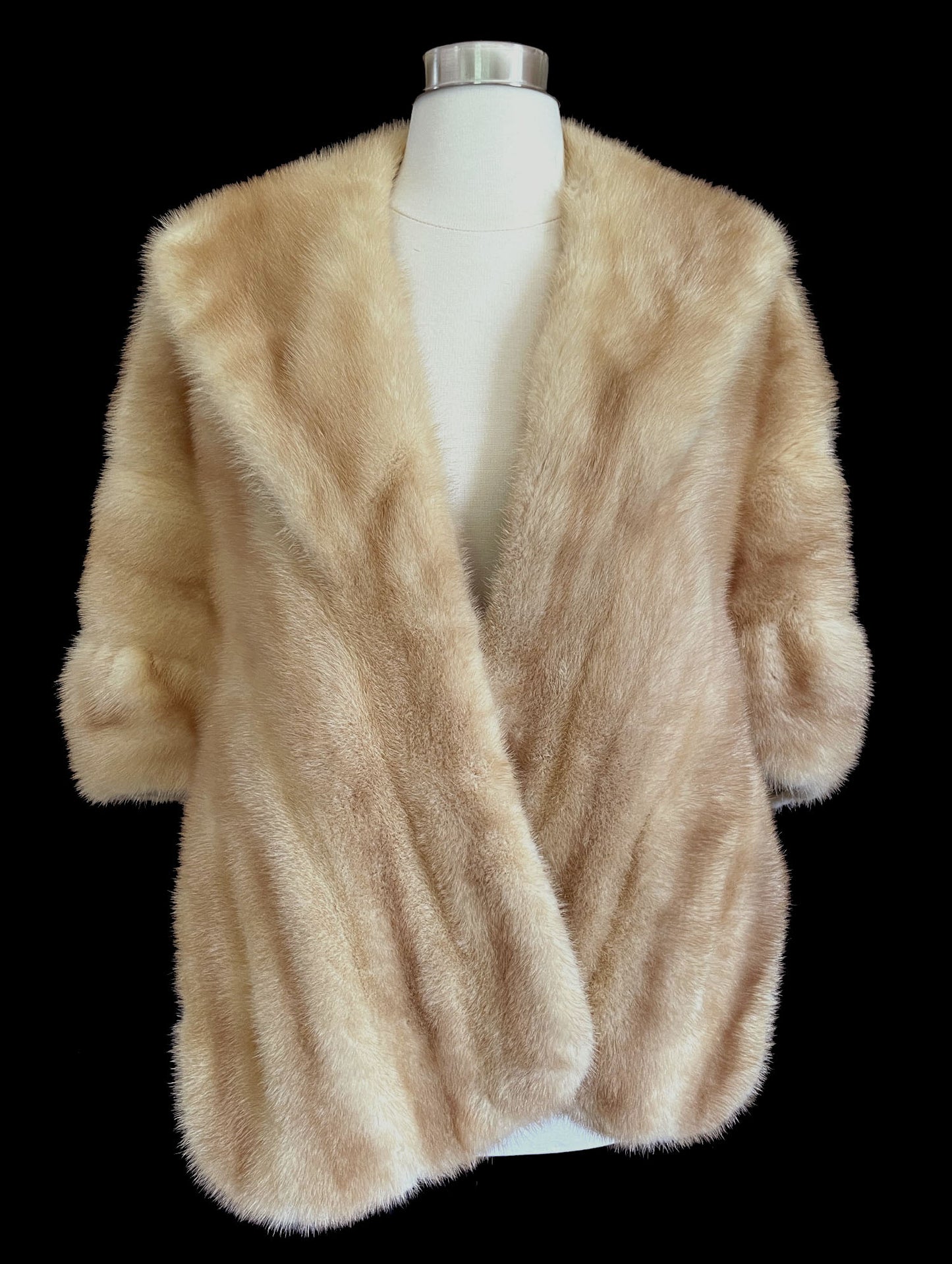 Beige Mink Fur Stole with Clasp
