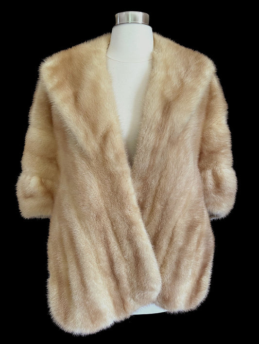 Beige Mink Fur Stole with Clasp
