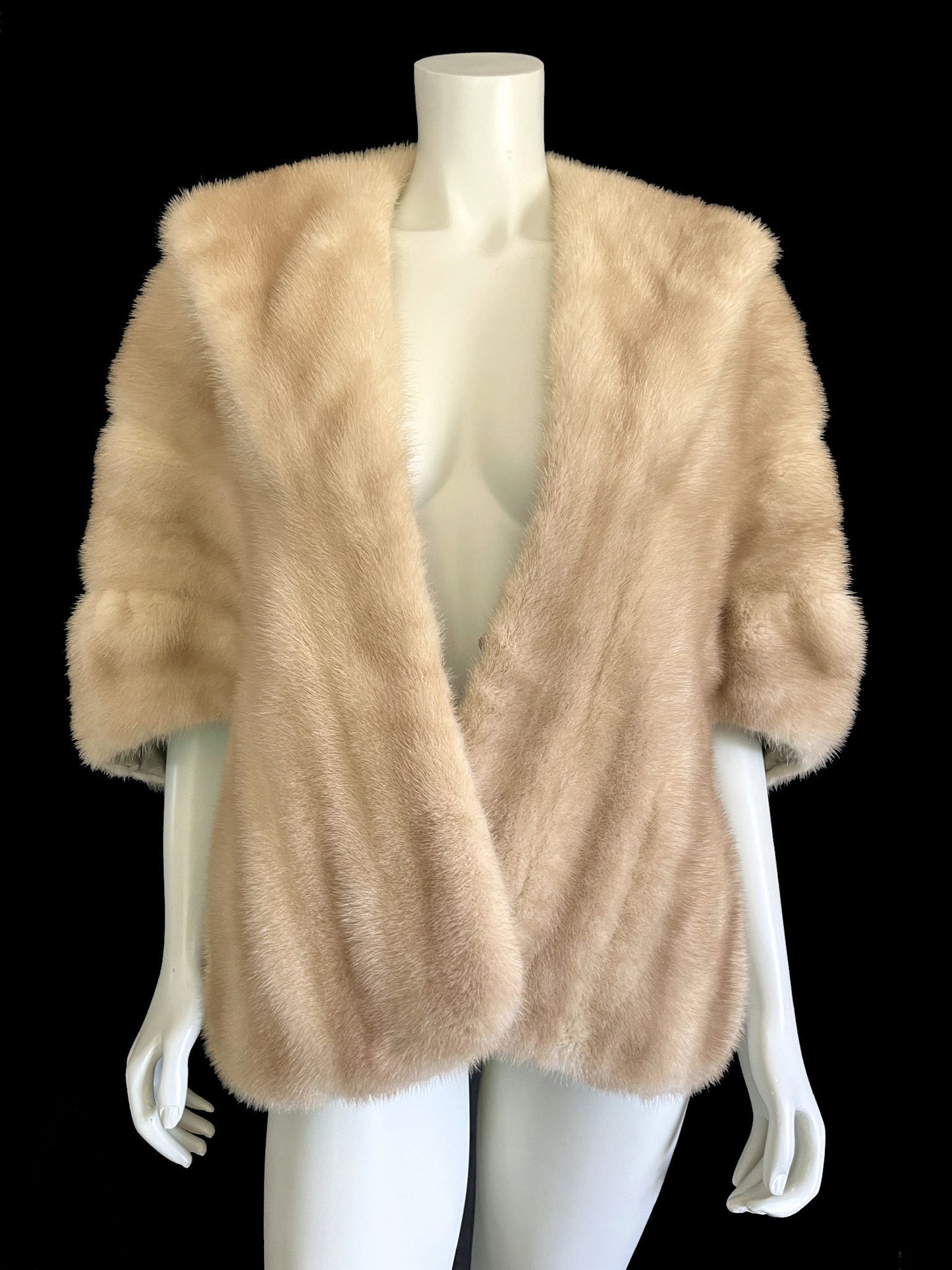Beige Mink Fur Stole with Clasp