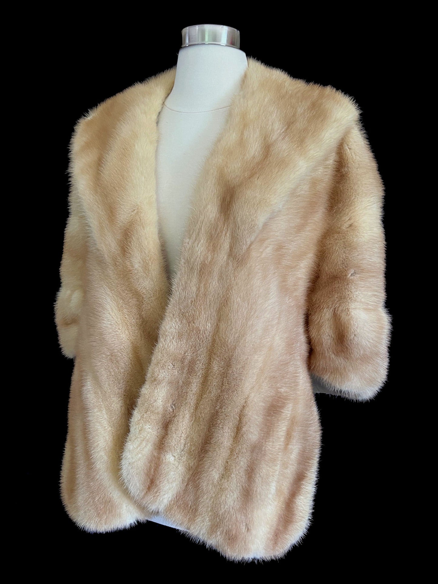 Beige Mink Fur Stole with Clasp