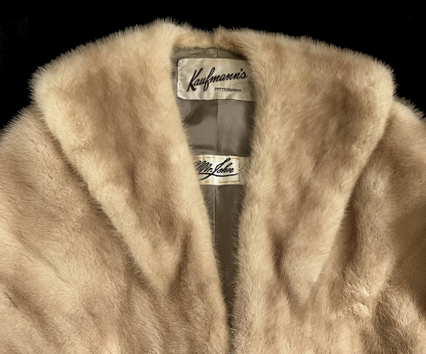 Beige Mink Fur Stole with Clasp