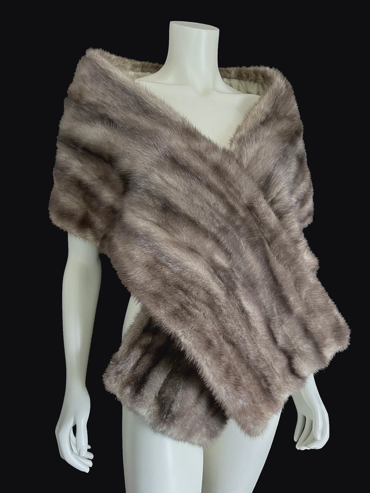 Lutetia Gray Mink Fur Stole Shawl