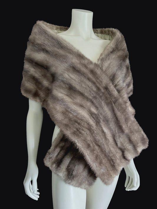 Lutetia Gray Mink Fur Stole Shawl